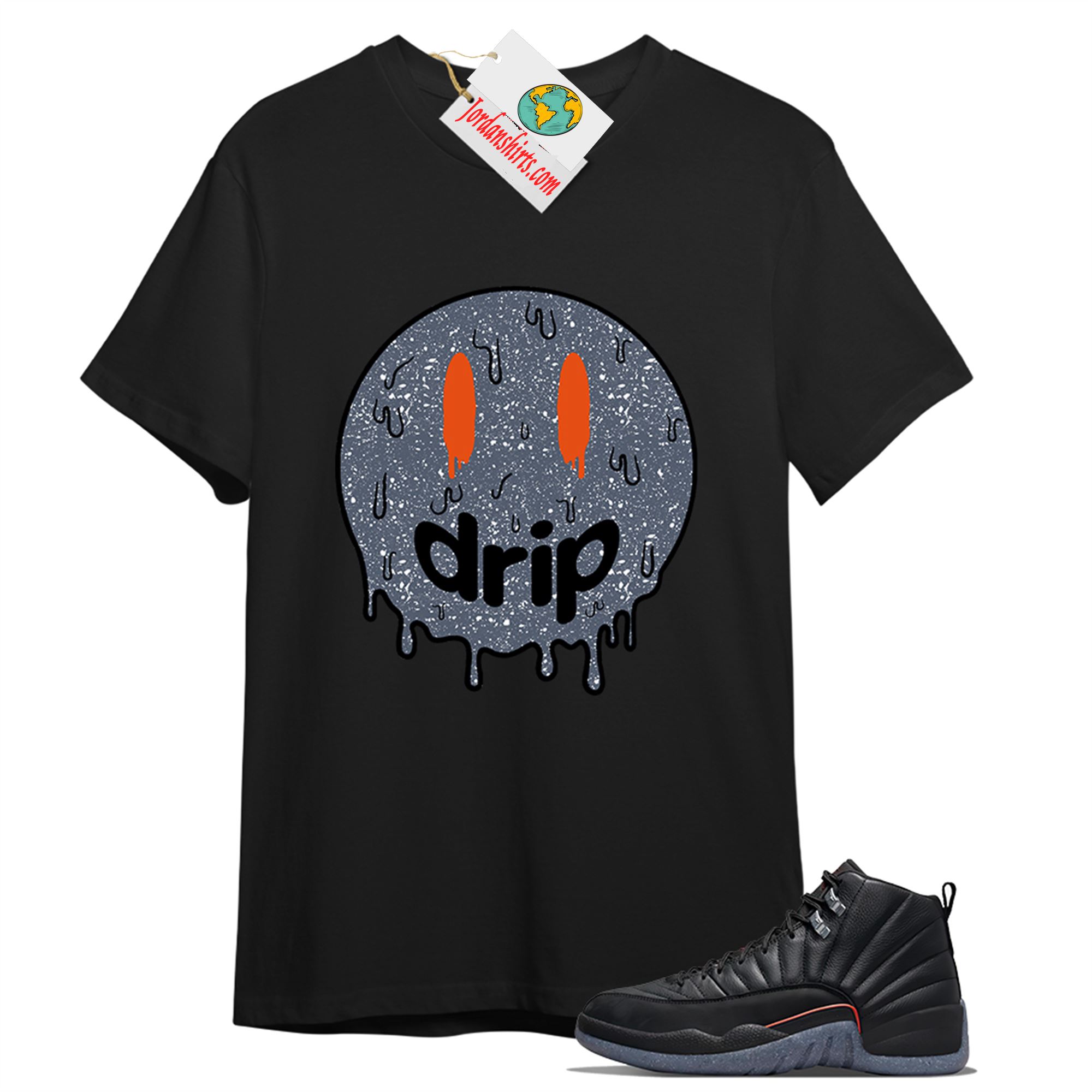 Jordan 12 Shirt, Drip Black T-shirt Air Jordan 12 Utility Grind 12s Plus Size Up To 5xl