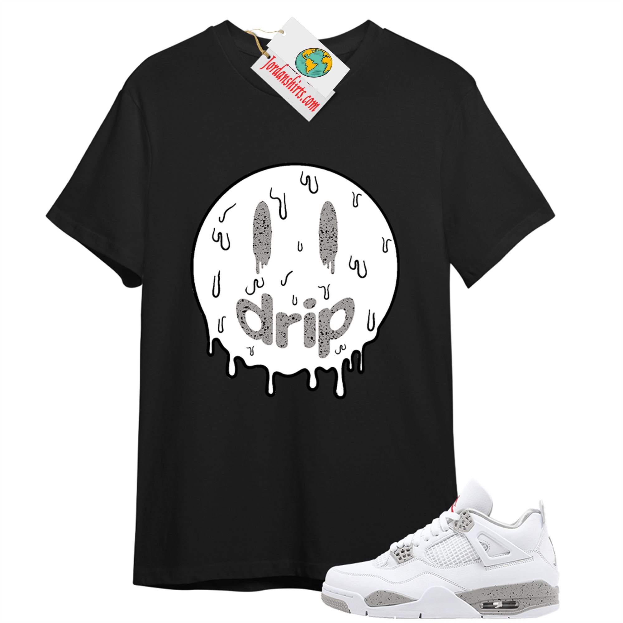 Jordan 4 Shirt, Drip Black T-shirt Air Jordan 4 White Oreo 4s Plus Size Up To 5xl
