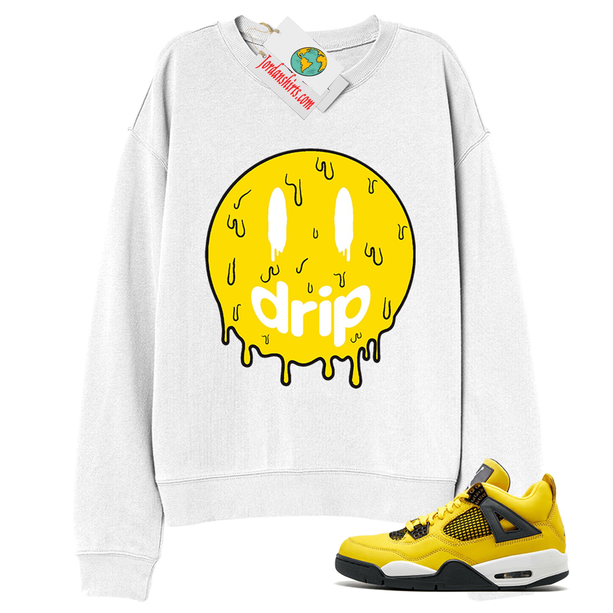 Jordan 4 Sweatshirt, Drip White Sweatshirt Air Jordan 4 Tour Yellow Lightning 4s Plus Size Up To 5xl