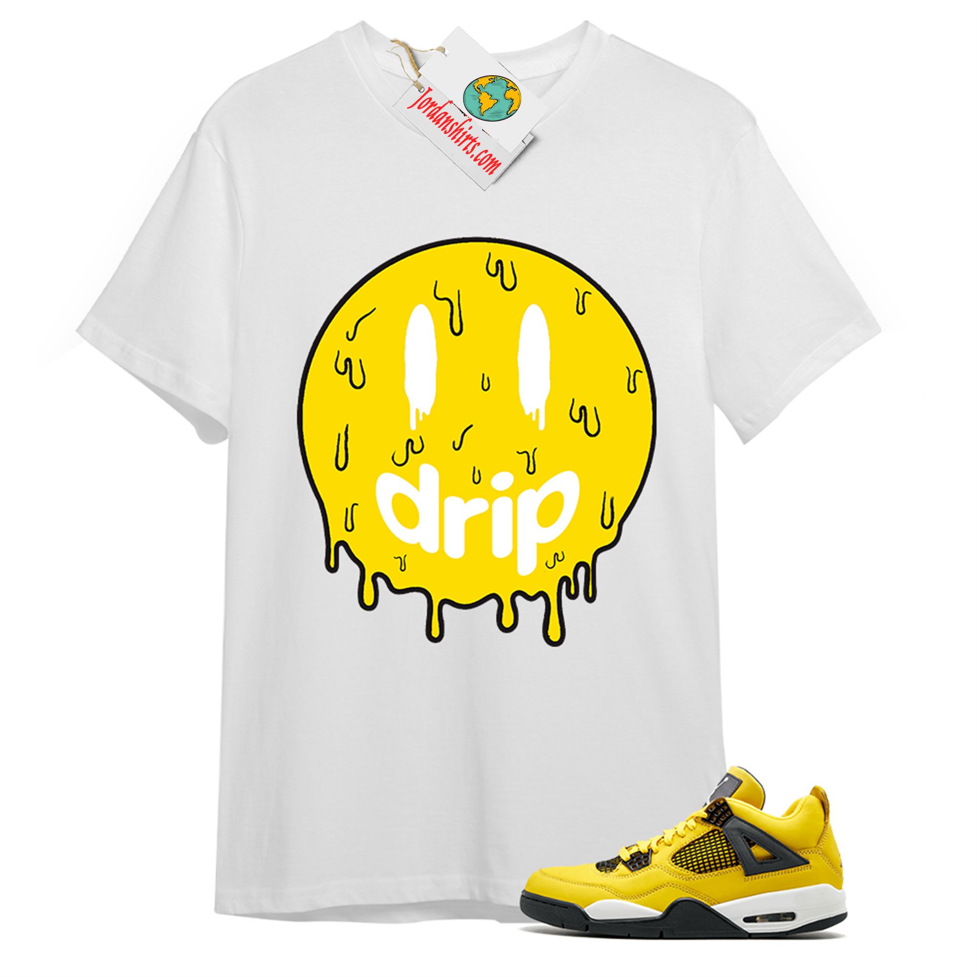 Jordan 4 Shirt, Drip White T-shirt Air Jordan 4 Tour Yellow Lightning 4s Full Size Up To 5xl