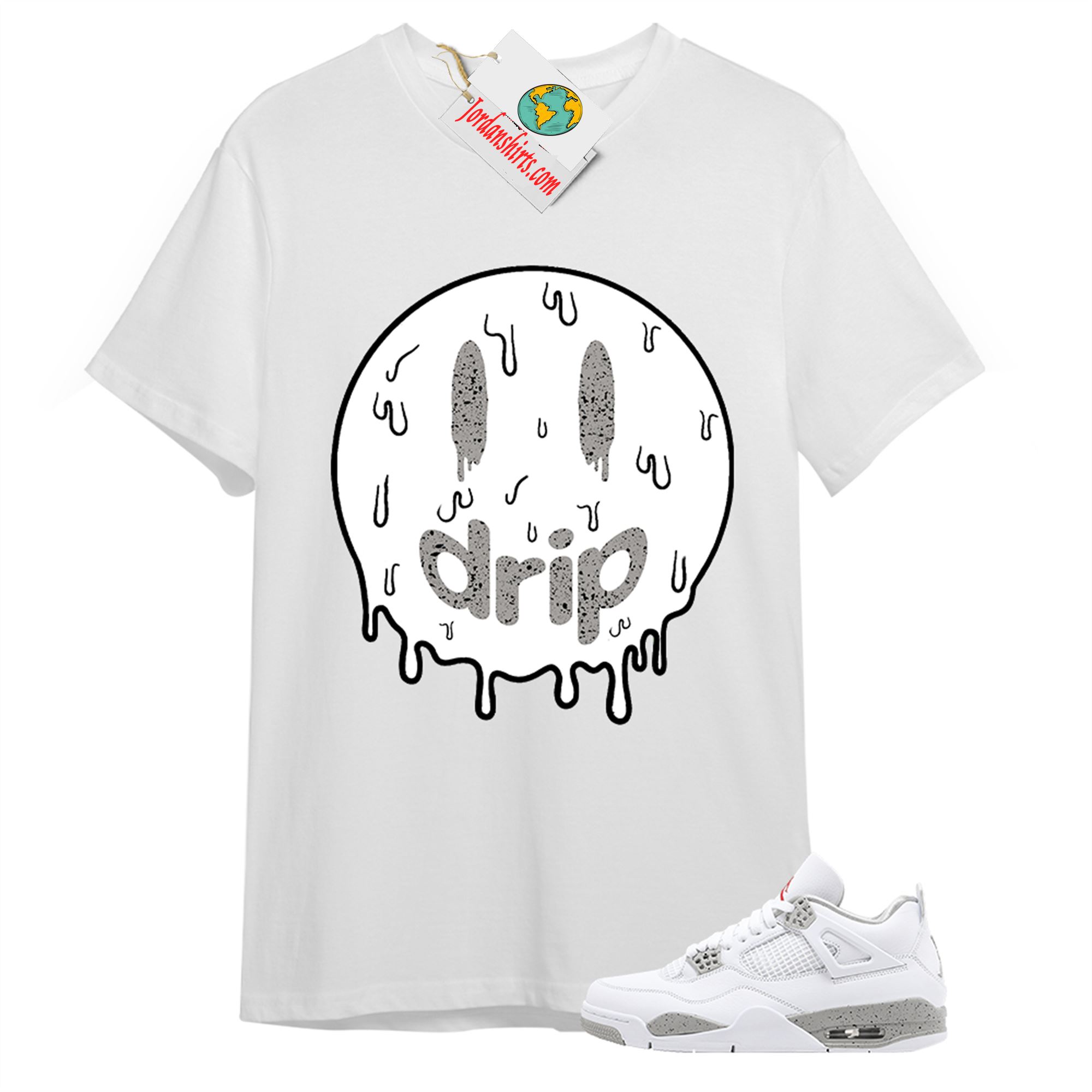 Jordan 4 Shirt, Drip White T-shirt Air Jordan 4 White Oreo 4s Full Size Up To 5xl