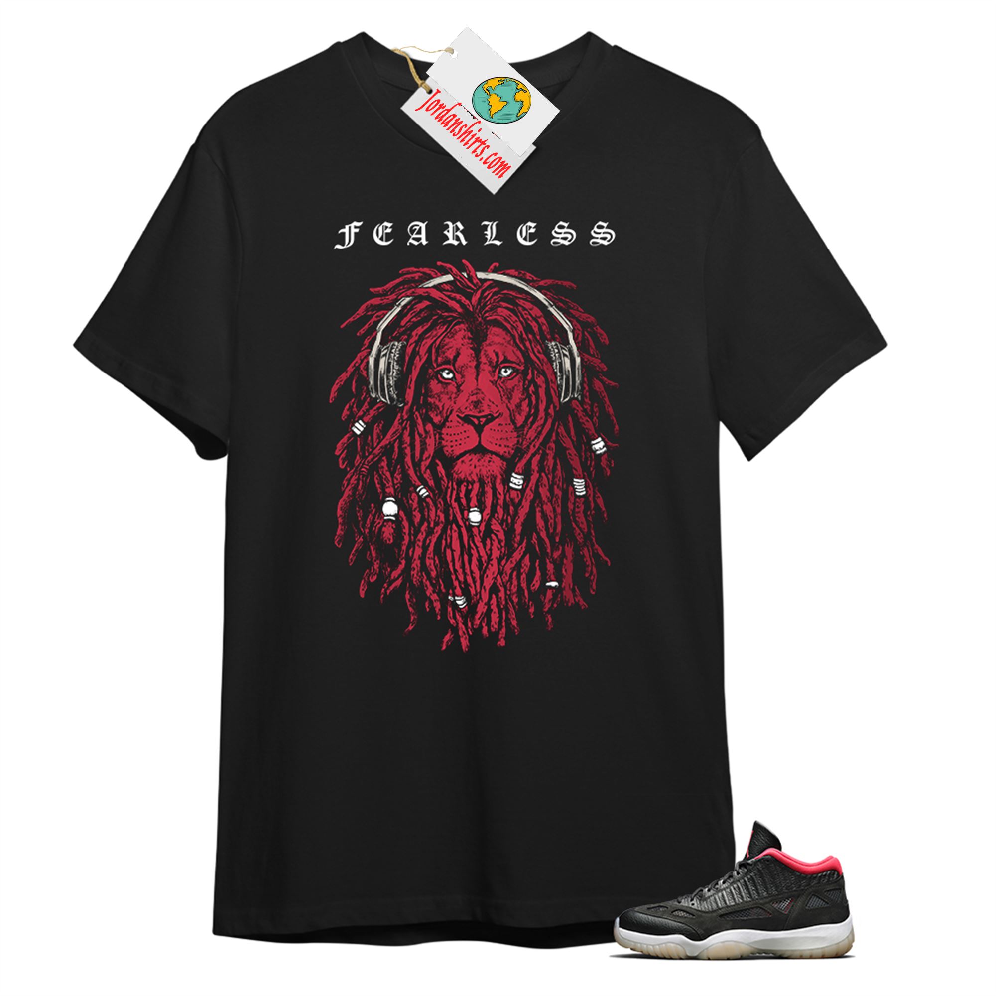 Jordan 11 Shirt, Fearless Lion Black T-shirt Air Jordan 11 Bred 11s Size Up To 5xl