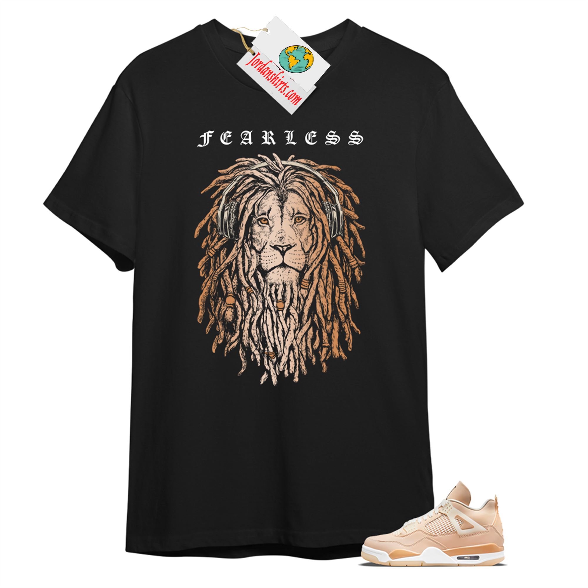 Jordan 4 Shirt, Fearless Lion Black T-shirt Air Jordan 4 Shimmer 4s Full Size Up To 5xl