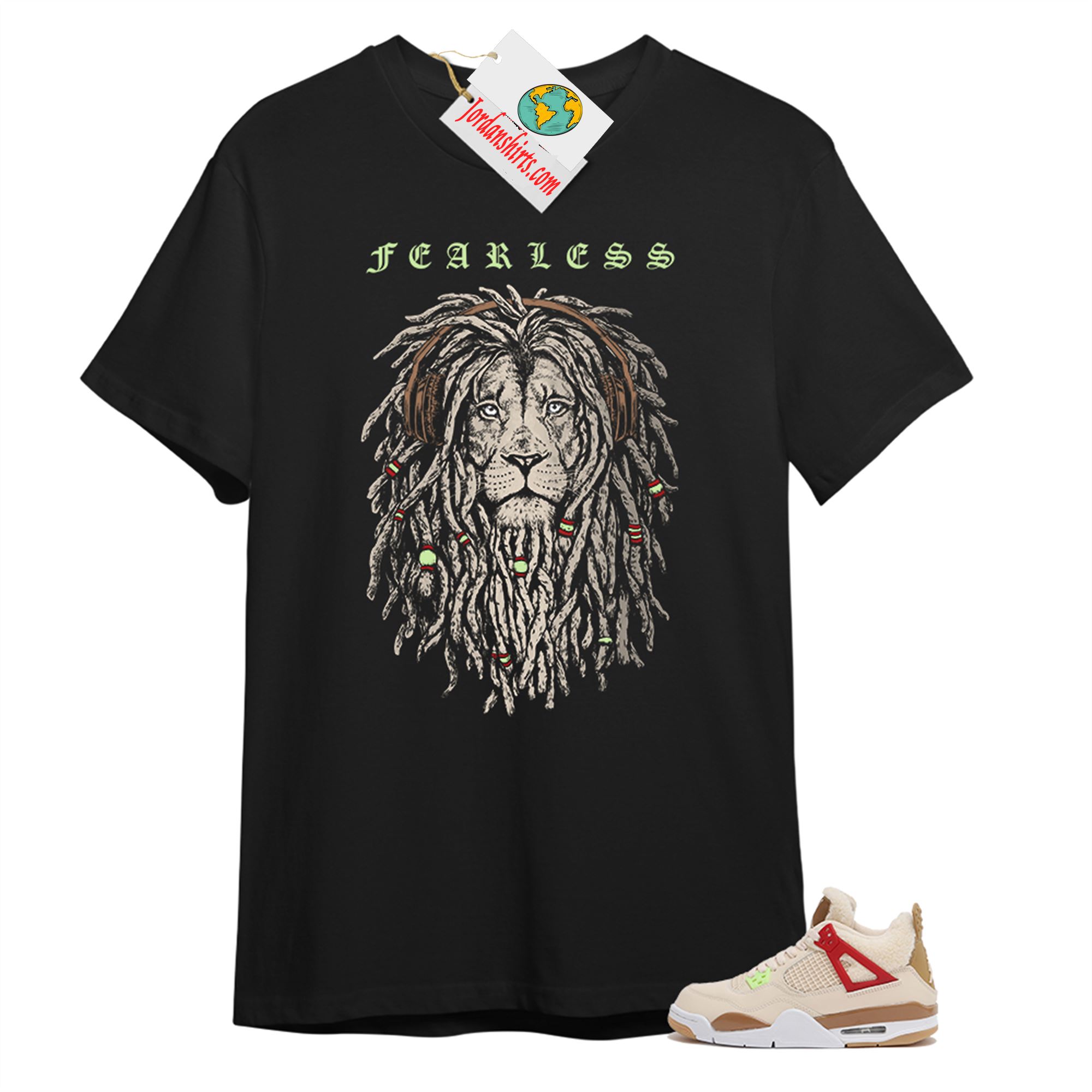 Jordan 4 Shirt, Fearless Lion Black T-shirt Air Jordan 4 Wild Things 4s Plus Size Up To 5xl
