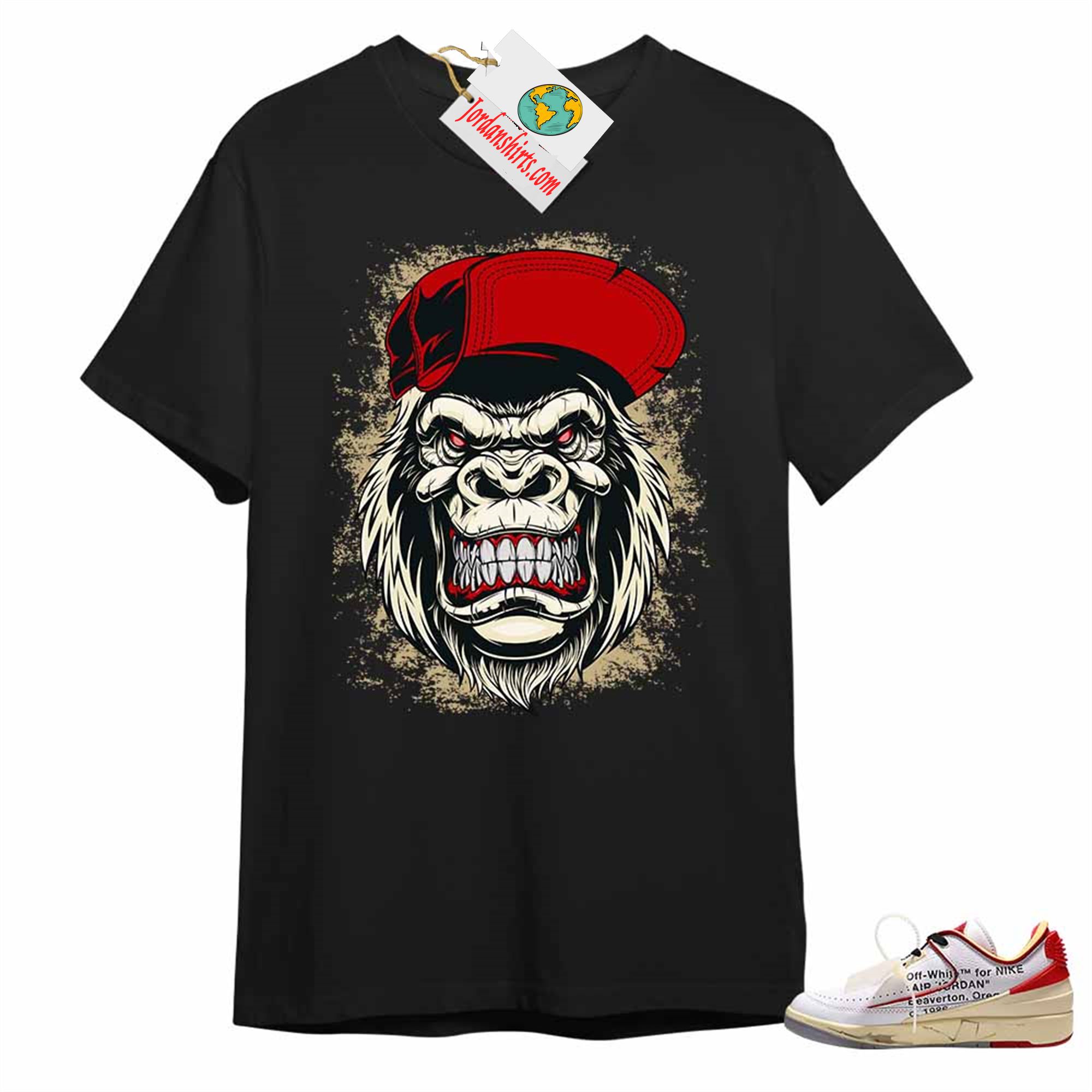 Jordan 2 Shirt, Ferocious Gorilla Black Air Jordan 2 Low White Red Off-white 2s Full Size Up To 5xl