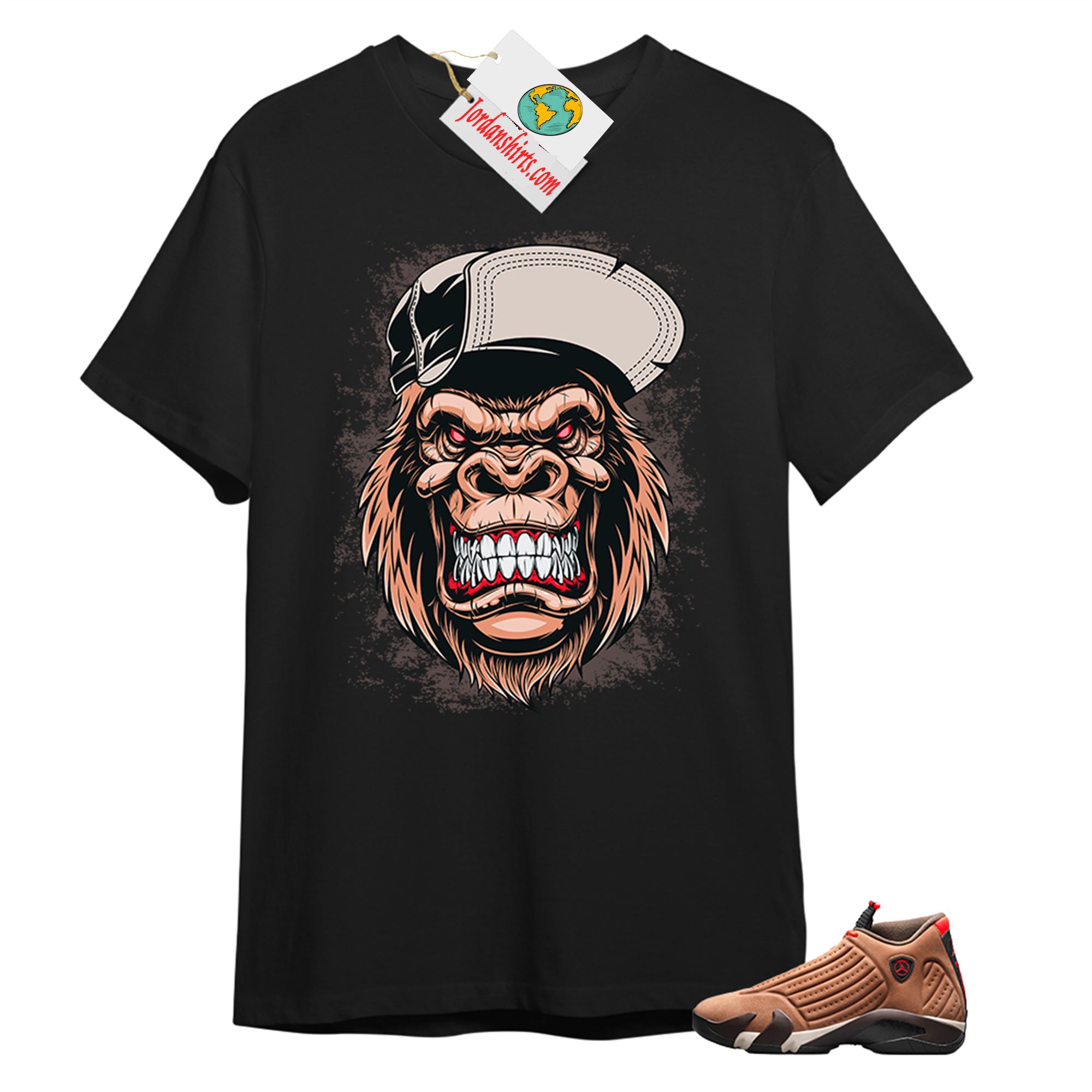 Jordan 14 Shirt, Ferocious Gorilla Black T-shirt Air Jordan 14 Winterized 14s Size Up To 5xl