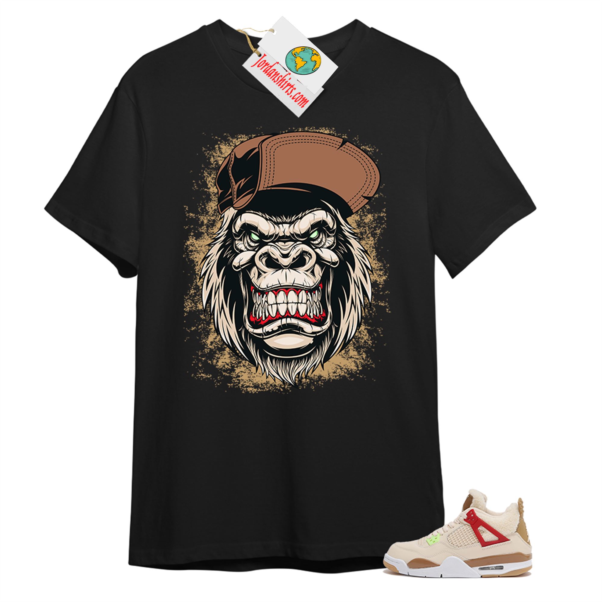 Jordan 4 Shirt, Ferocious Gorilla Black T-shirt Air Jordan 4 Wild Things 4s Size Up To 5xl
