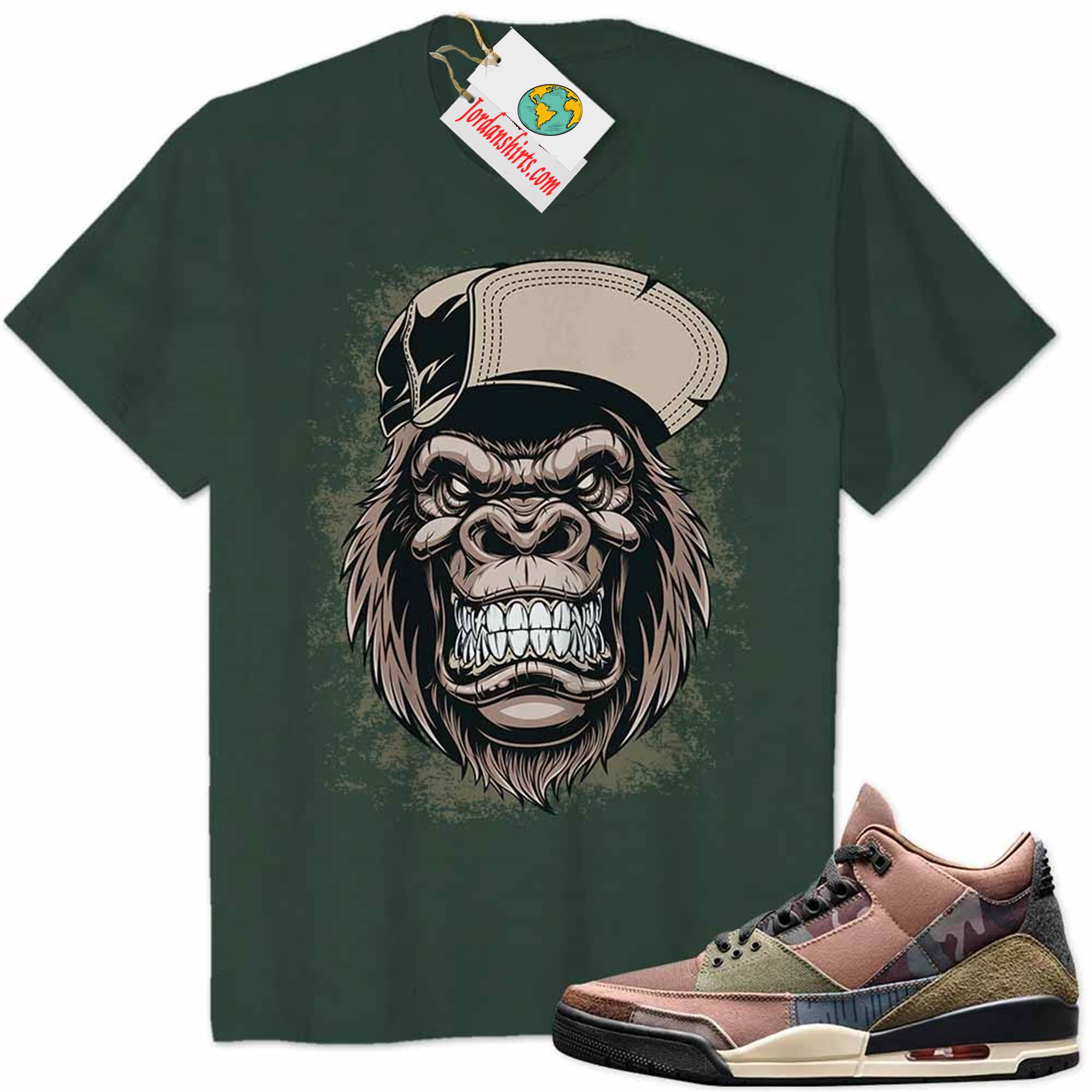 Jordan 3 Shirt, Ferocious Gorilla Forest Air Jordan 3 Patchwork 3s Plus Size Up To 5xl