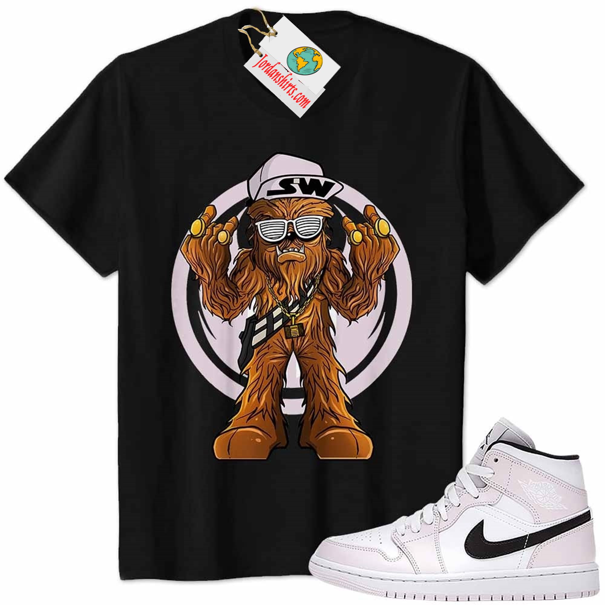 Jordan 1 Shirt, Gangster Chewbacca Stars War Black Air Jordan 1 Barely Rose 1s Full Size Up To 5xl
