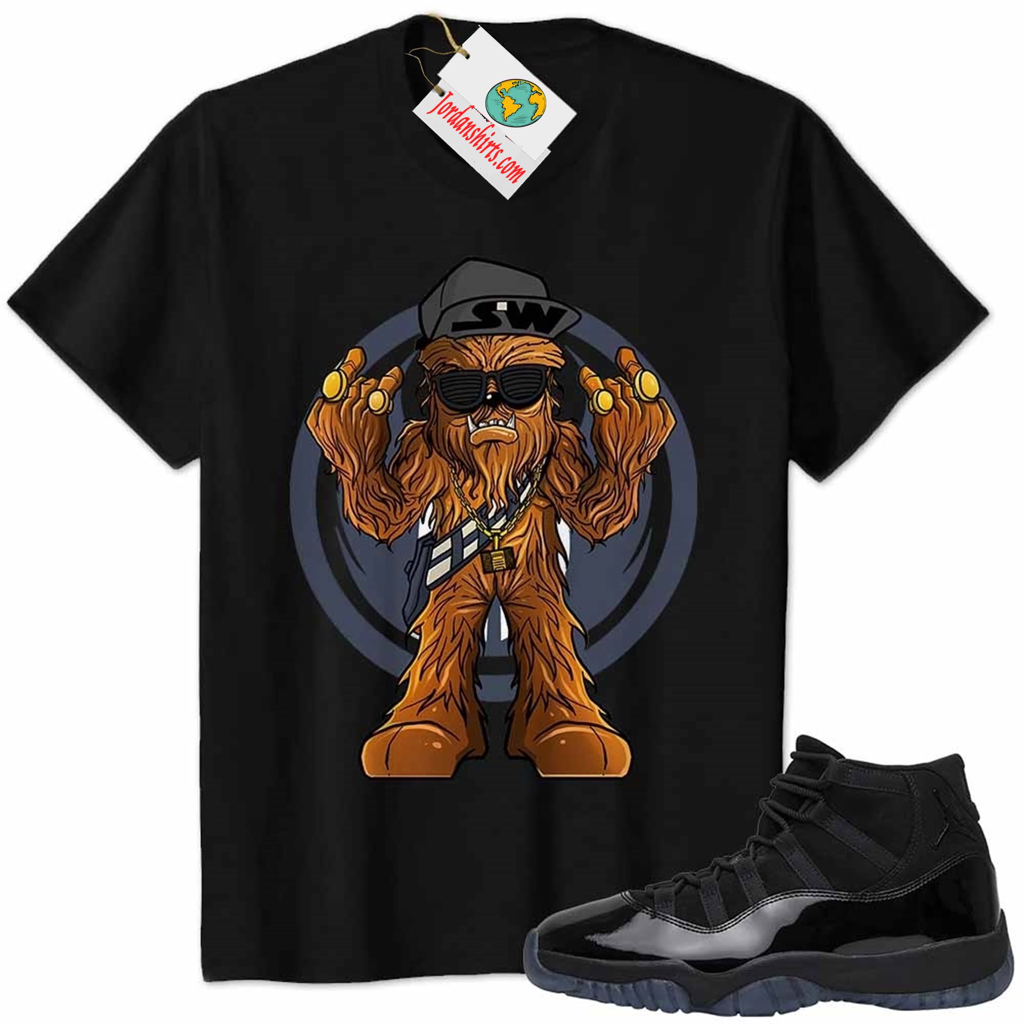 Jordan 11 Shirt, Gangster Chewbacca Stars War Black Air Jordan 11 Cap And Gown 11s Size Up To 5xl