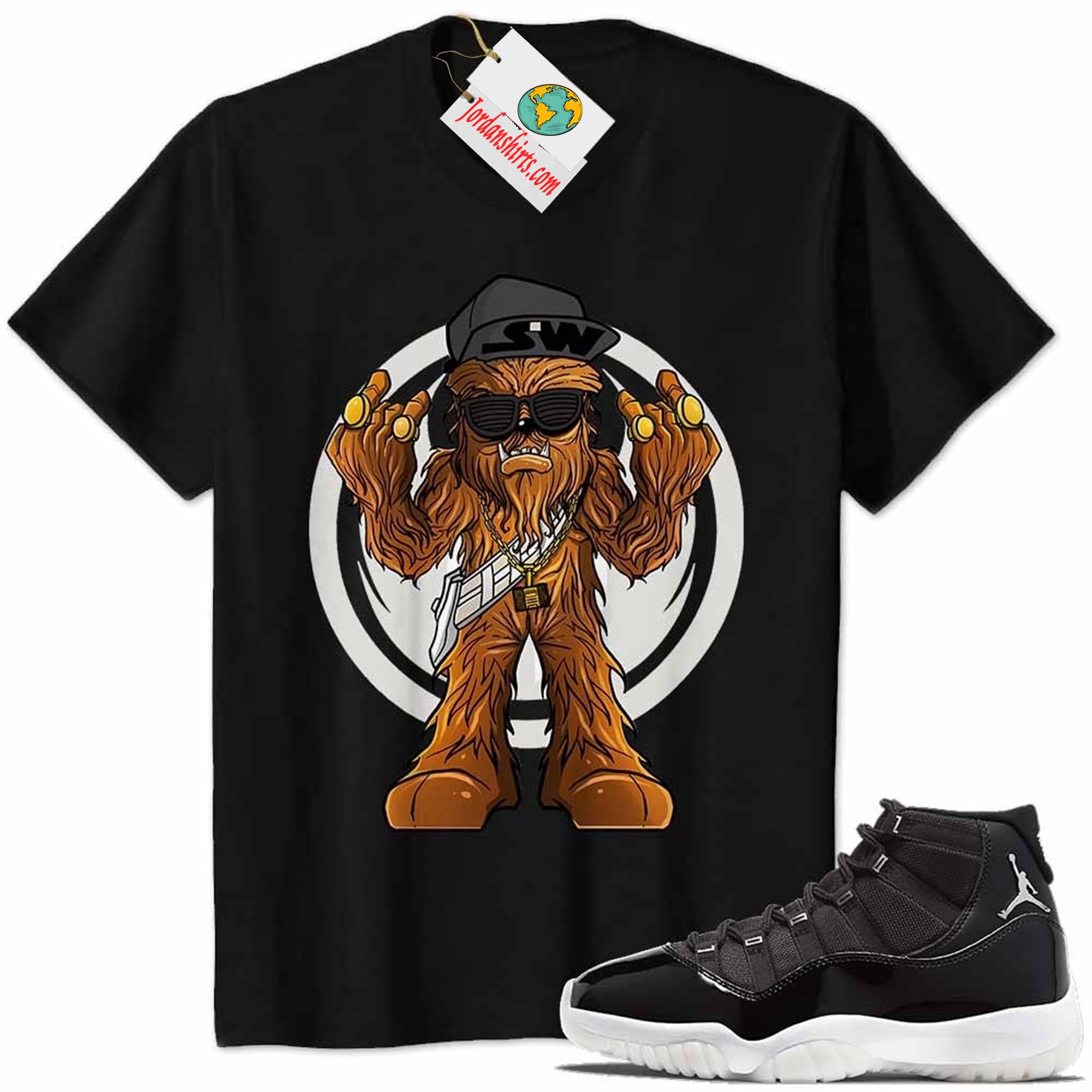Jordan 11 Shirt, Gangster Chewbacca Stars War Black Air Jordan 11 Jubilee 11s Size Up To 5xl