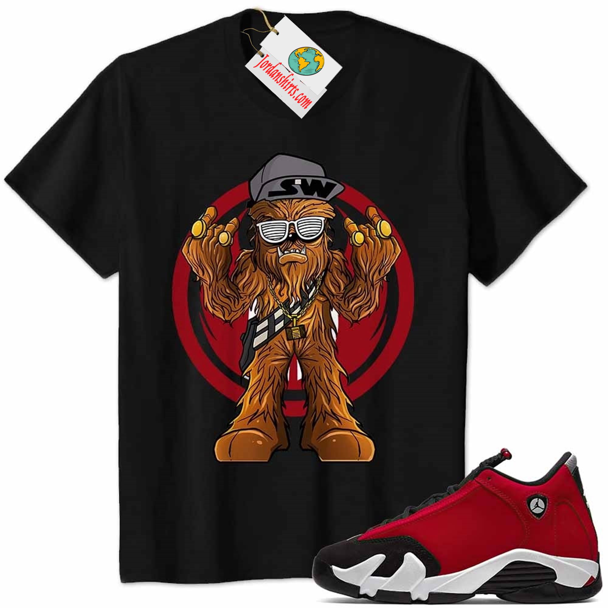 Jordan 14 Shirt, Gangster Chewbacca Stars War Black Air Jordan 14 Gym Red 14s Full Size Up To 5xl