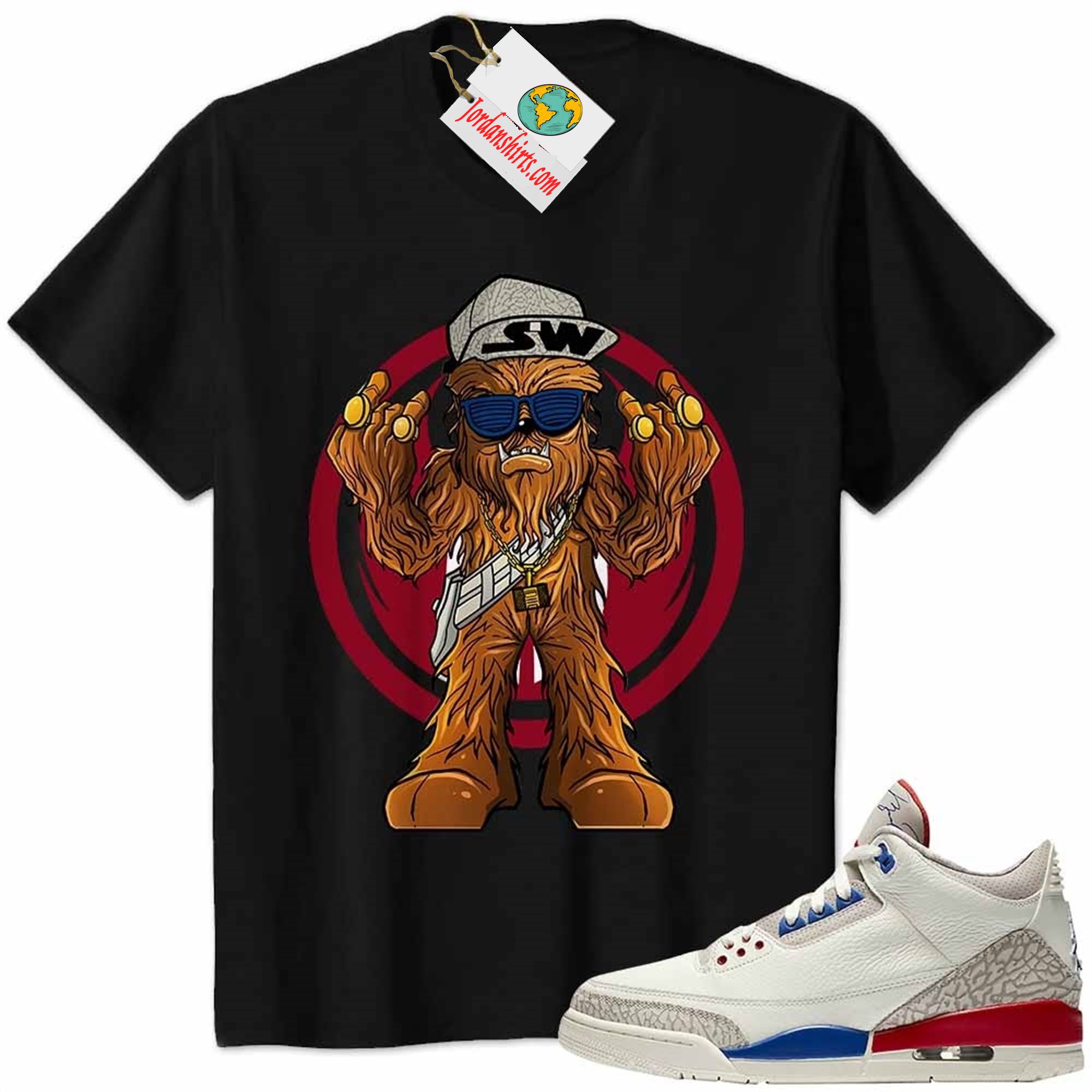 Jordan 3 Shirt, Gangster Chewbacca Stars War Black Air Jordan 3 International Flight Charity Game 3s Full Size Up To 5xl