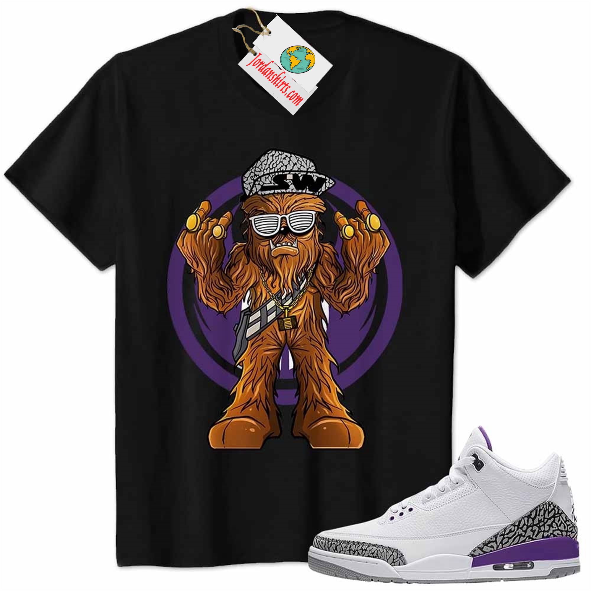Jordan 3 Shirt, Gangster Chewbacca Stars War Black Air Jordan 3 Wmns Dark Iris Violet Ore 3s Size Up To 5xl