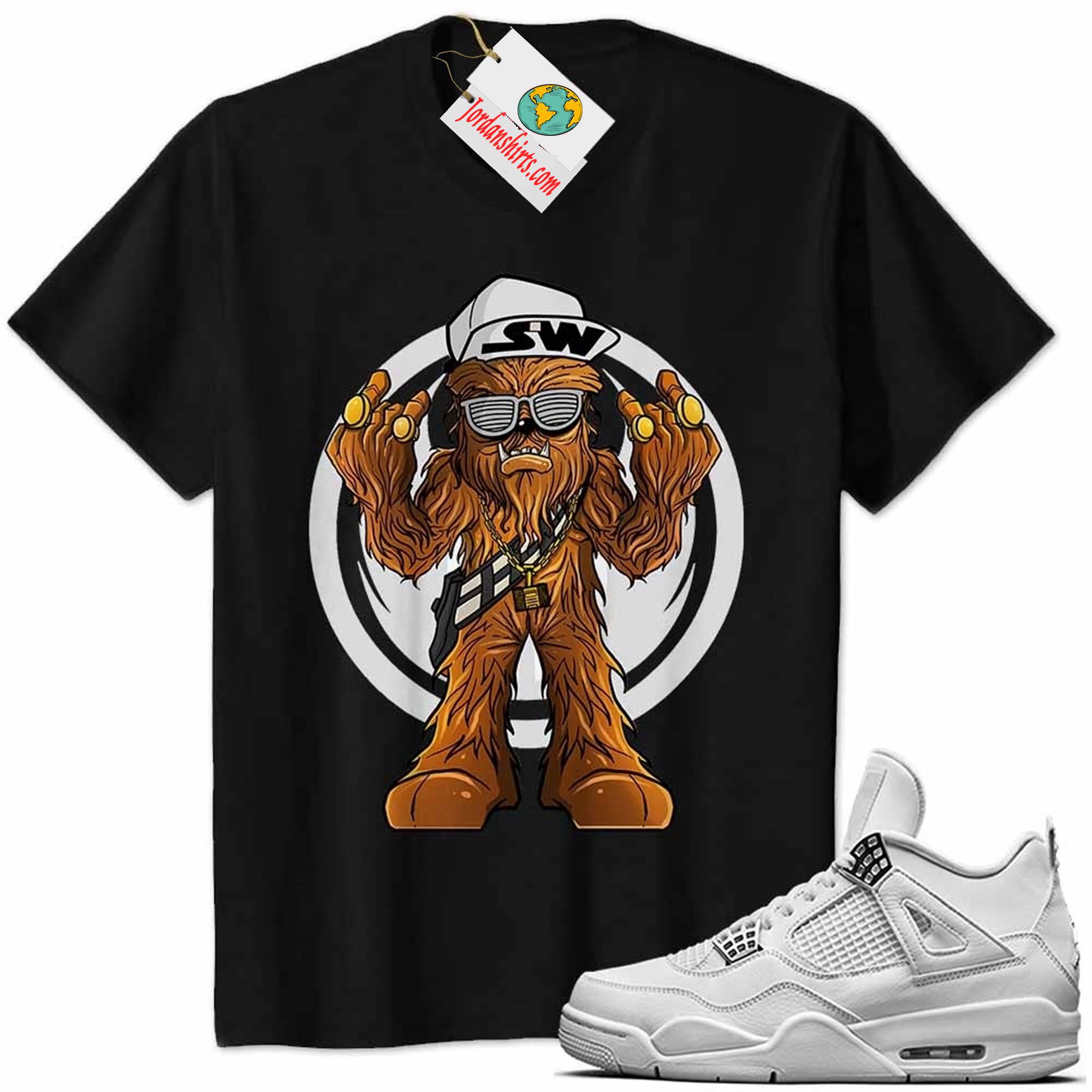 Jordan 4 Shirt, Gangster Chewbacca Stars War Black Air Jordan 4 Pure Money 4s Plus Size Up To 5xl
