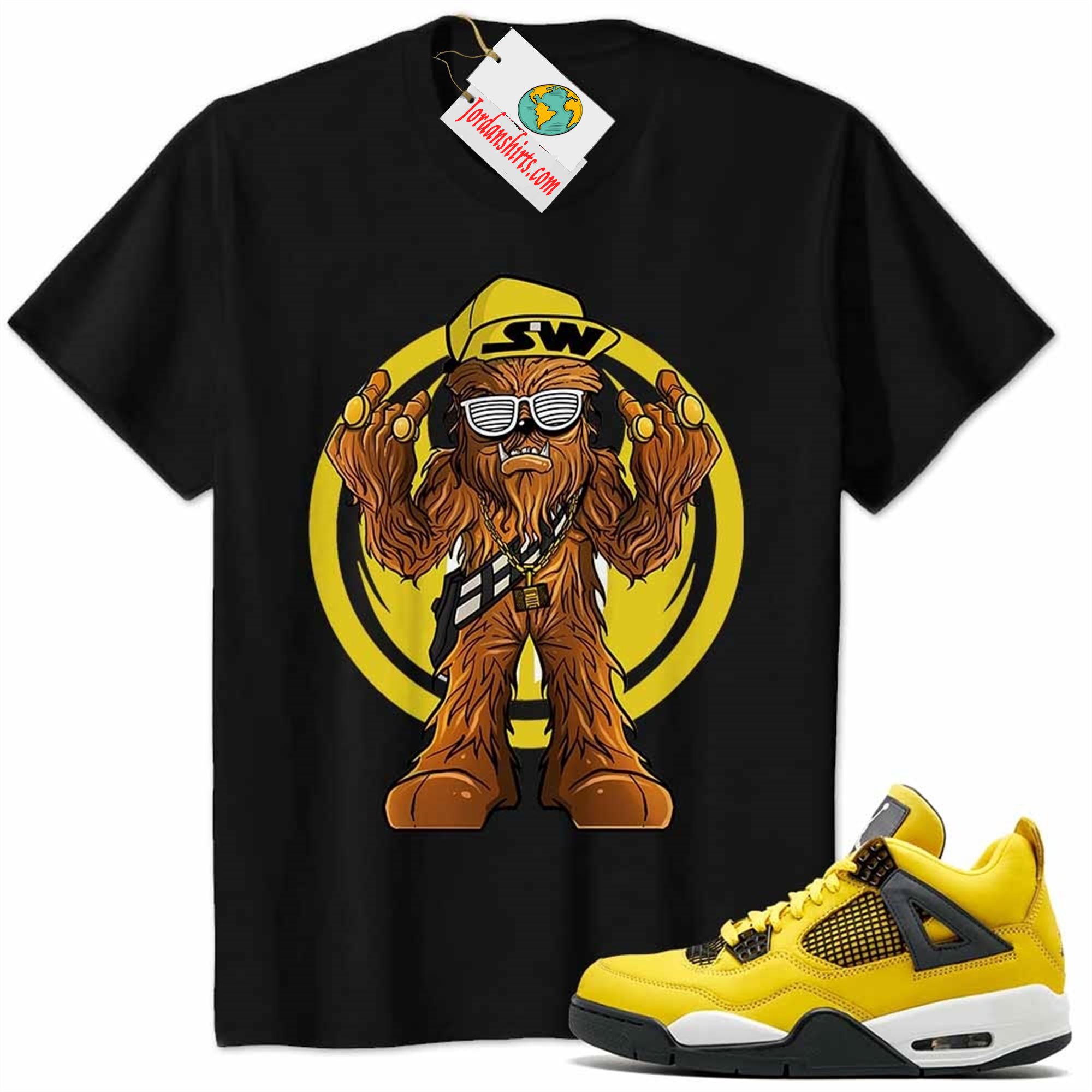 Jordan 4 Shirt, Gangster Chewbacca Stars War Black Air Jordan 4 Tour Yellow Lightning 4s Plus Size Up To 5xl