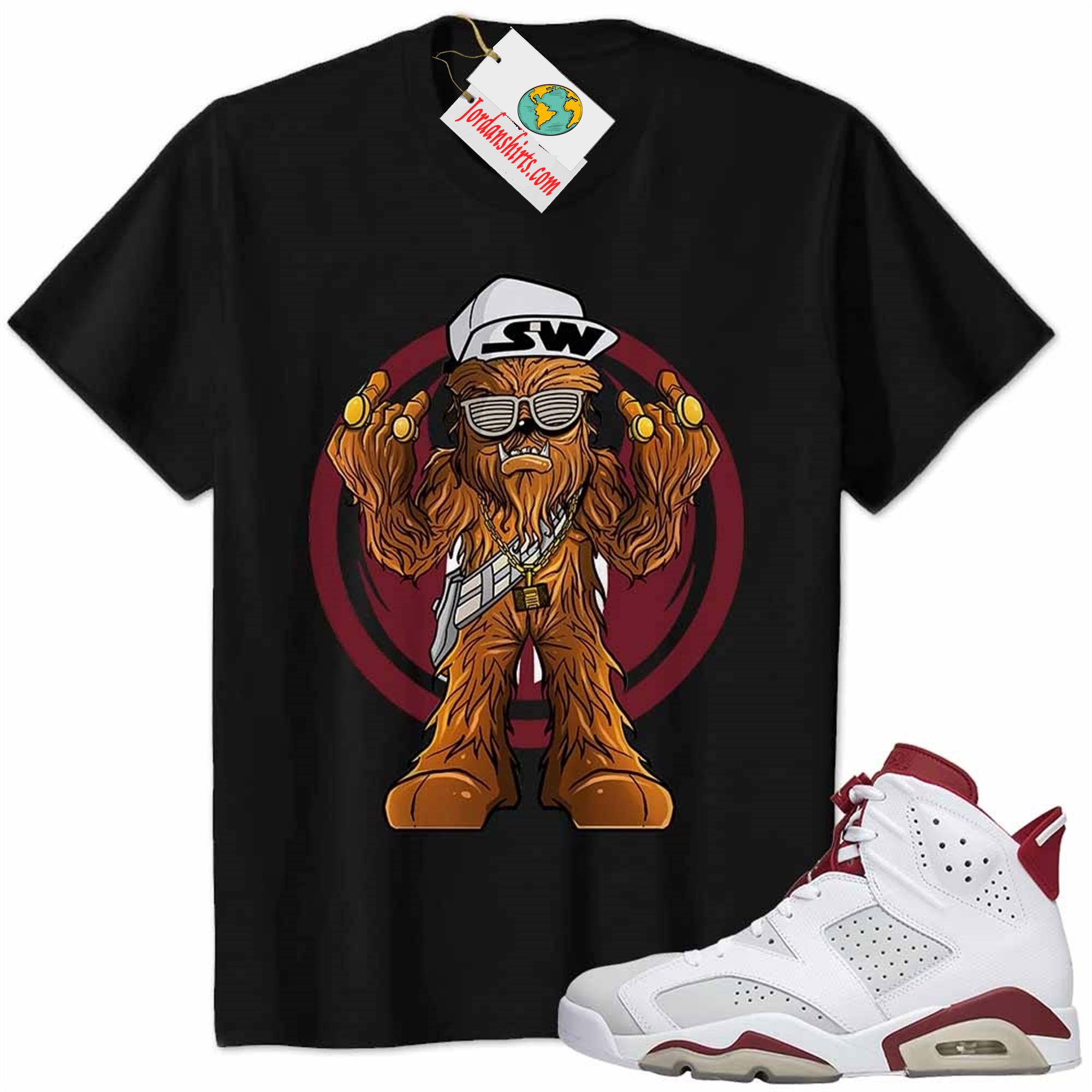 Jordan 6 Shirt, Gangster Chewbacca Stars War Black Air Jordan 6 Alternate 6s Plus Size Up To 5xl