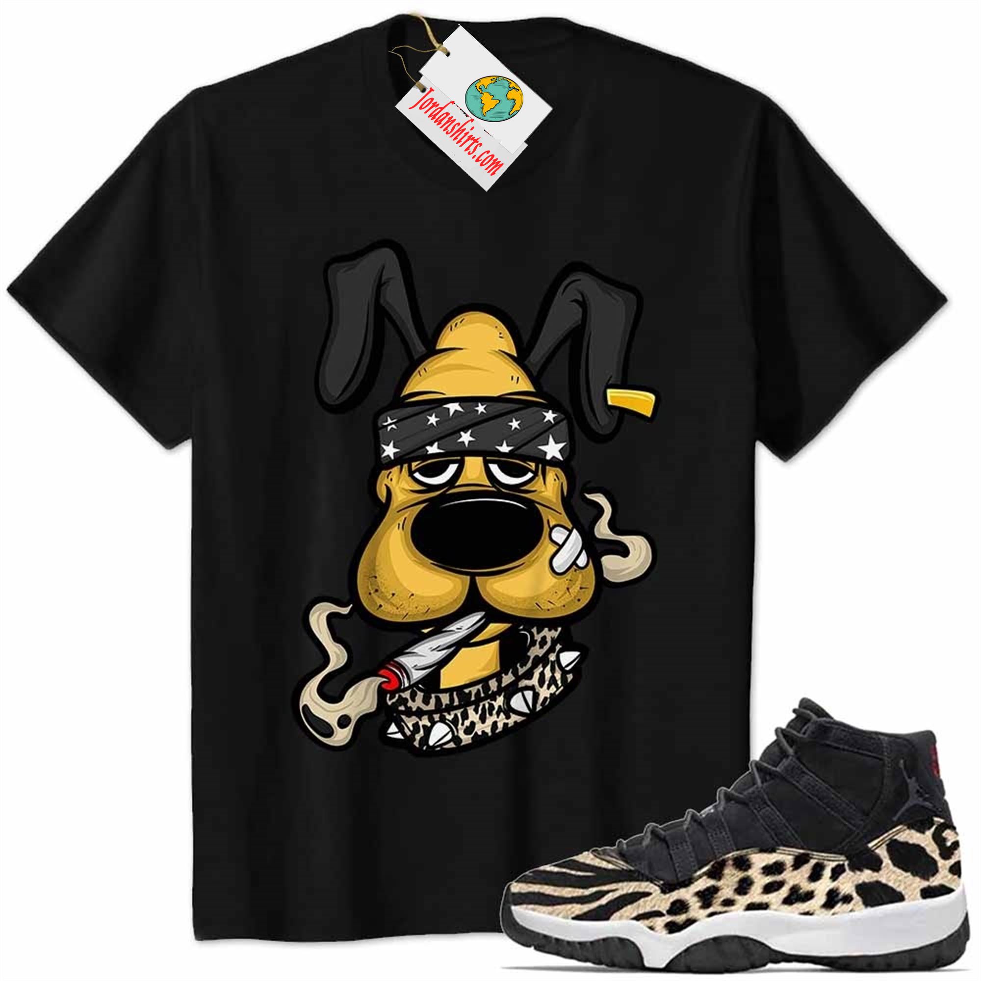 Jordan 11 Shirt, Gangster Pluto Smoke Weed Black Air Jordan 11 Animal Print 11s Size Up To 5xl