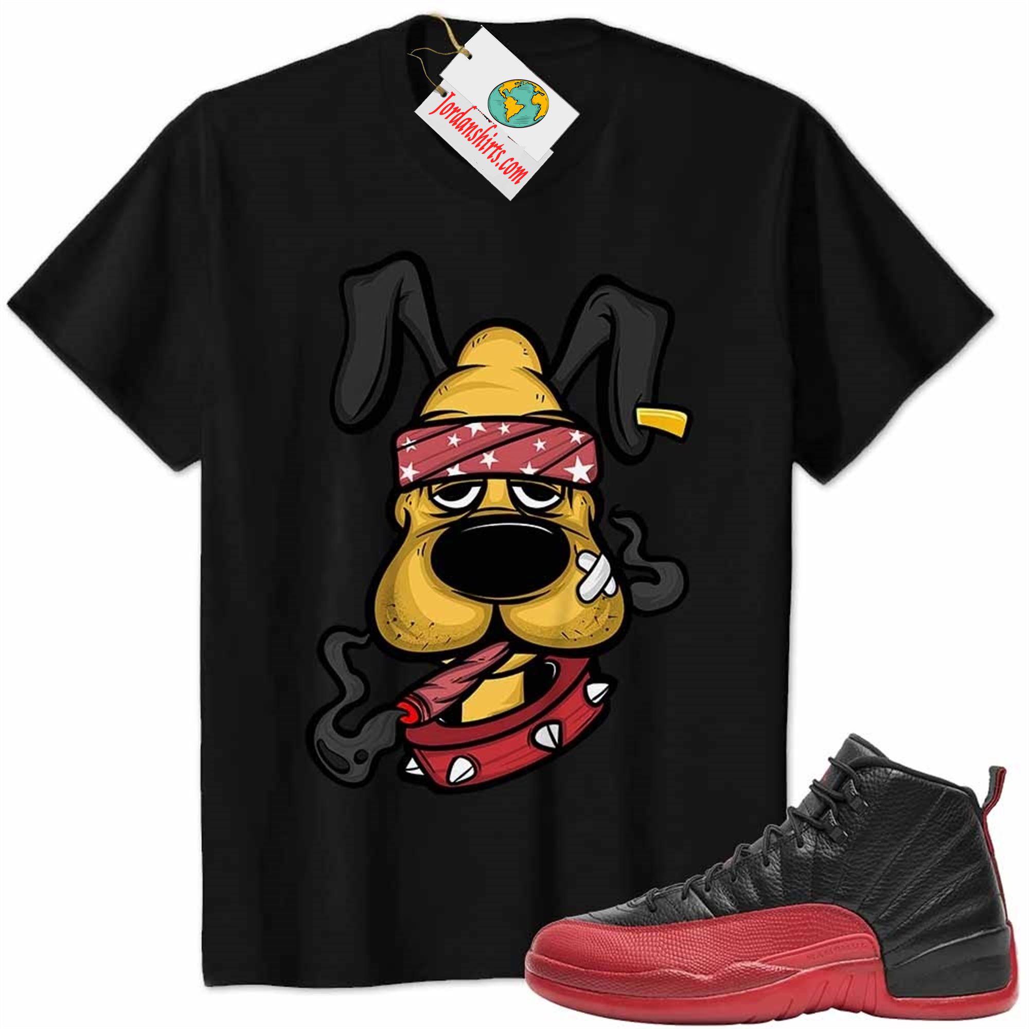 Jordan 12 Shirt, Gangster Pluto Smoke Weed Black Air Jordan 12 Flu Game 12s Size Up To 5xl