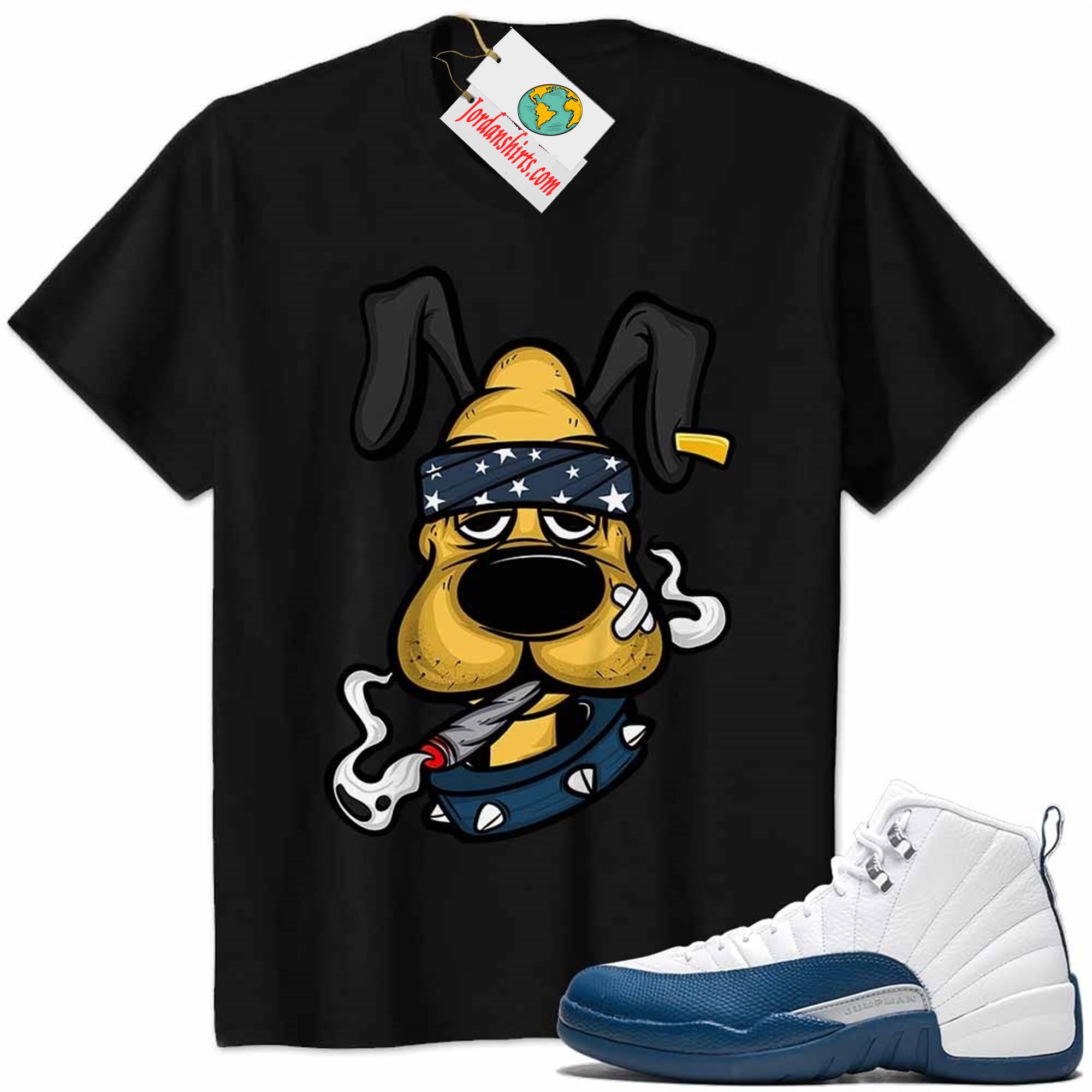 Jordan 12 Shirt, Gangster Pluto Smoke Weed Black Air Jordan 12 French Blue 12s Size Up To 5xl