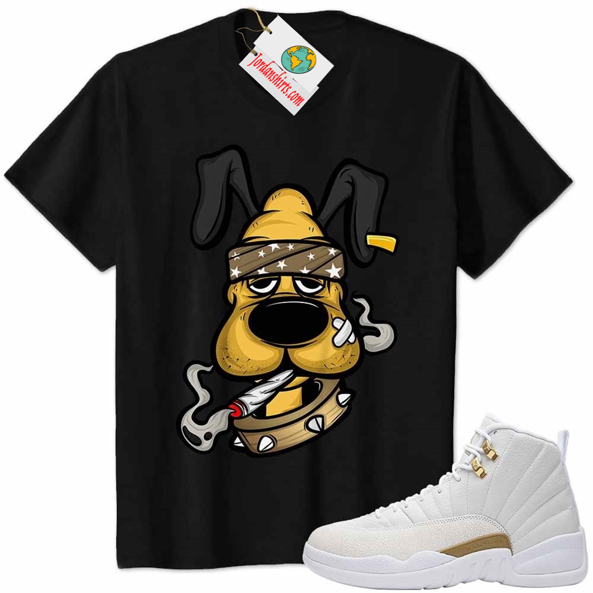 Jordan 12 Shirt, Gangster Pluto Smoke Weed Black Air Jordan 12 Ovo 12s Plus Size Up To 5xl