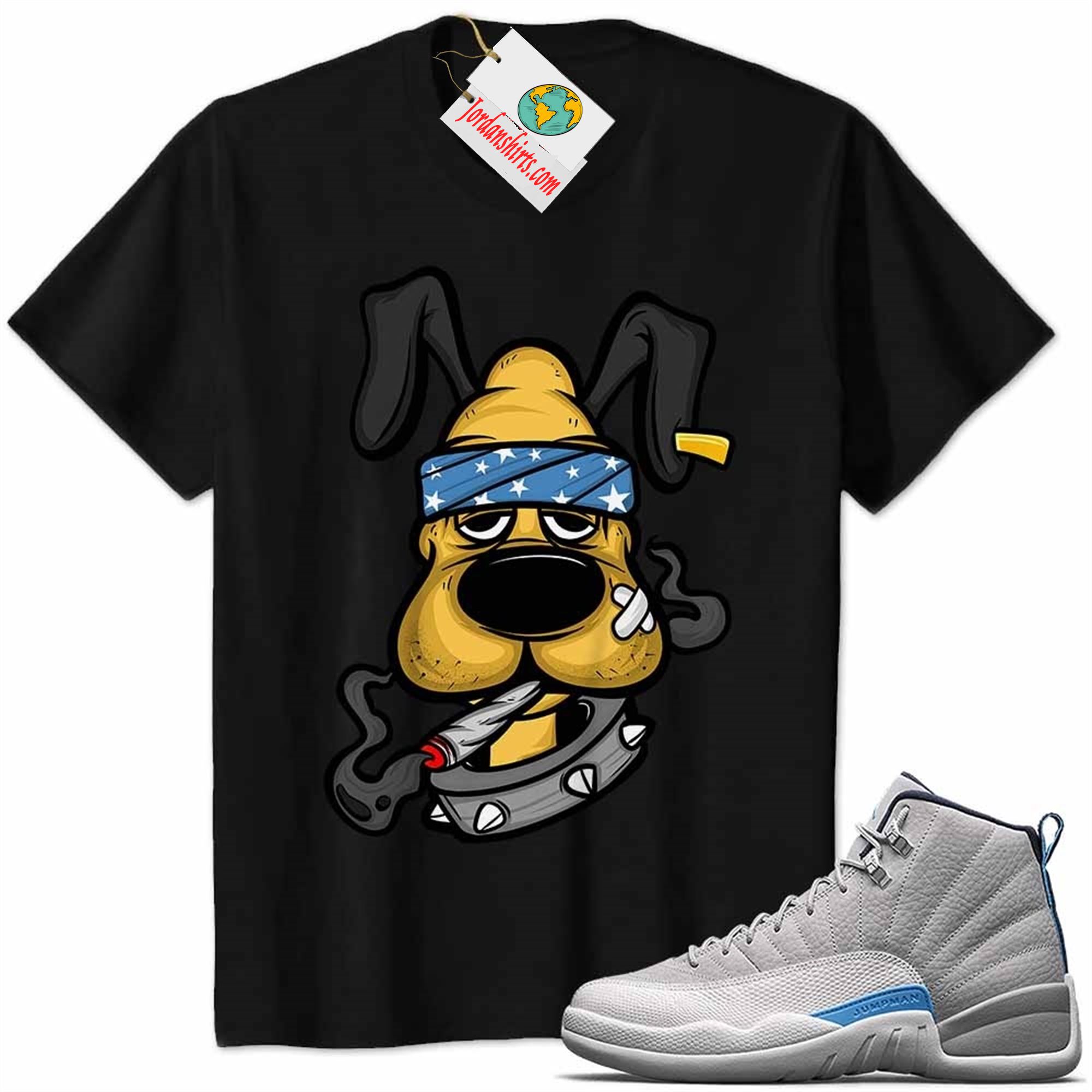 Jordan 12 Shirt, Gangster Pluto Smoke Weed Black Air Jordan 12 Wolf Grey 12s Full Size Up To 5xl