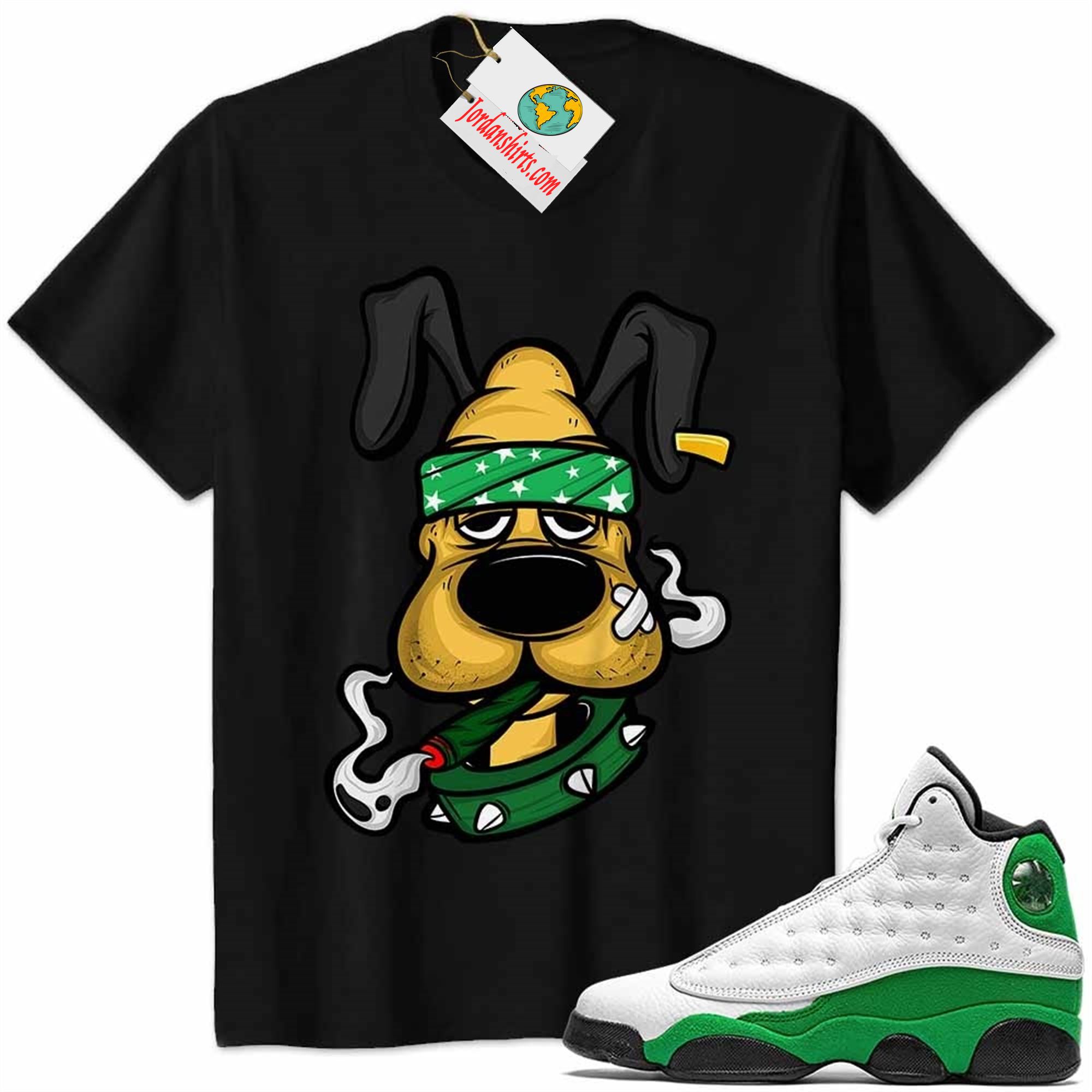 Jordan 13 Shirt, Gangster Pluto Smoke Weed Black Air Jordan 13 Lucky Green 13s Plus Size Up To 5xl