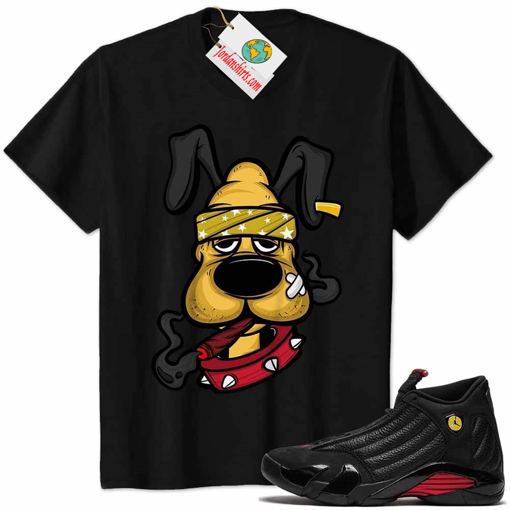 Jordan 14 Shirt, Gangster Pluto Smoke Weed Black Air Jordan 14 Last Shot 14s Size Up To 5xl