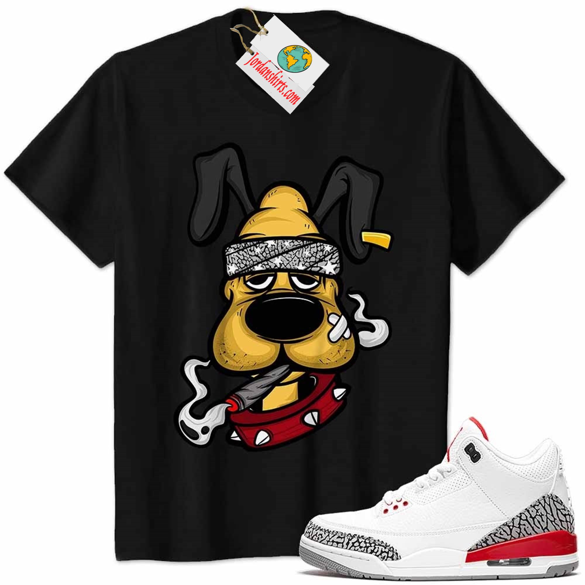 Jordan 3 Shirt, Gangster Pluto Smoke Weed Black Air Jordan 3 Katrina 3s Plus Size Up To 5xl