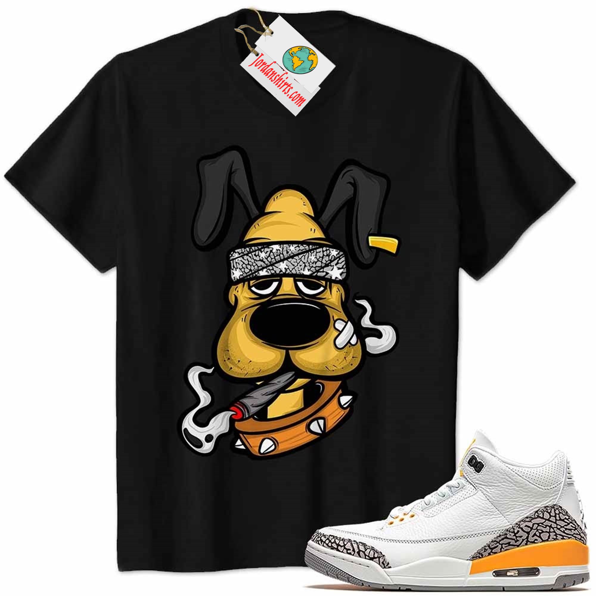 Jordan 3 Shirt, Gangster Pluto Smoke Weed Black Air Jordan 3 Laser Orange 3s Plus Size Up To 5xl