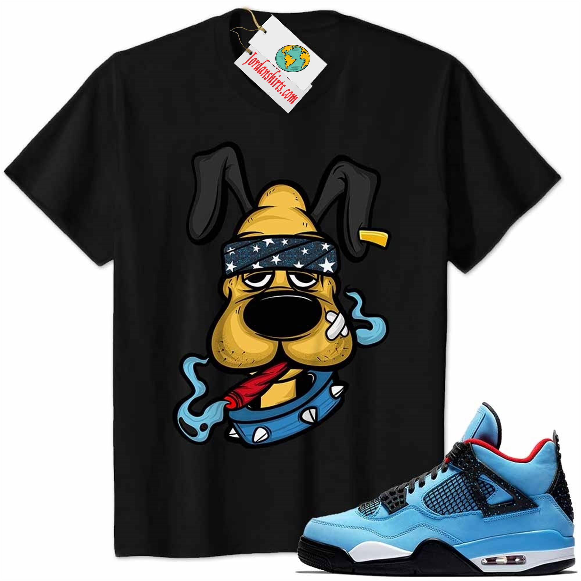 Jordan 4 Shirt, Gangster Pluto Smoke Weed Black Air Jordan 4 Cactus Jack Travis Scott 4s Size Up To 5xl