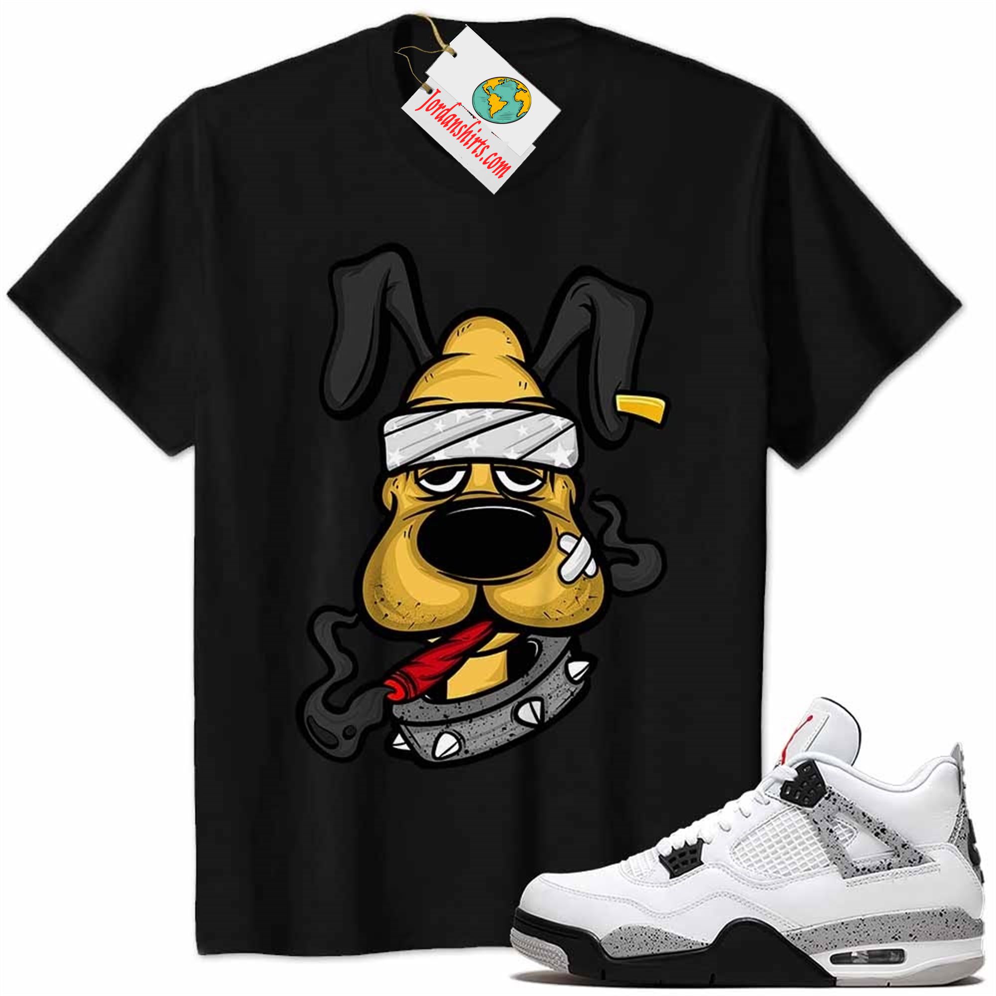 Jordan 4 Shirt, Gangster Pluto Smoke Weed Black Air Jordan 4 Cement 4s Full Size Up To 5xl