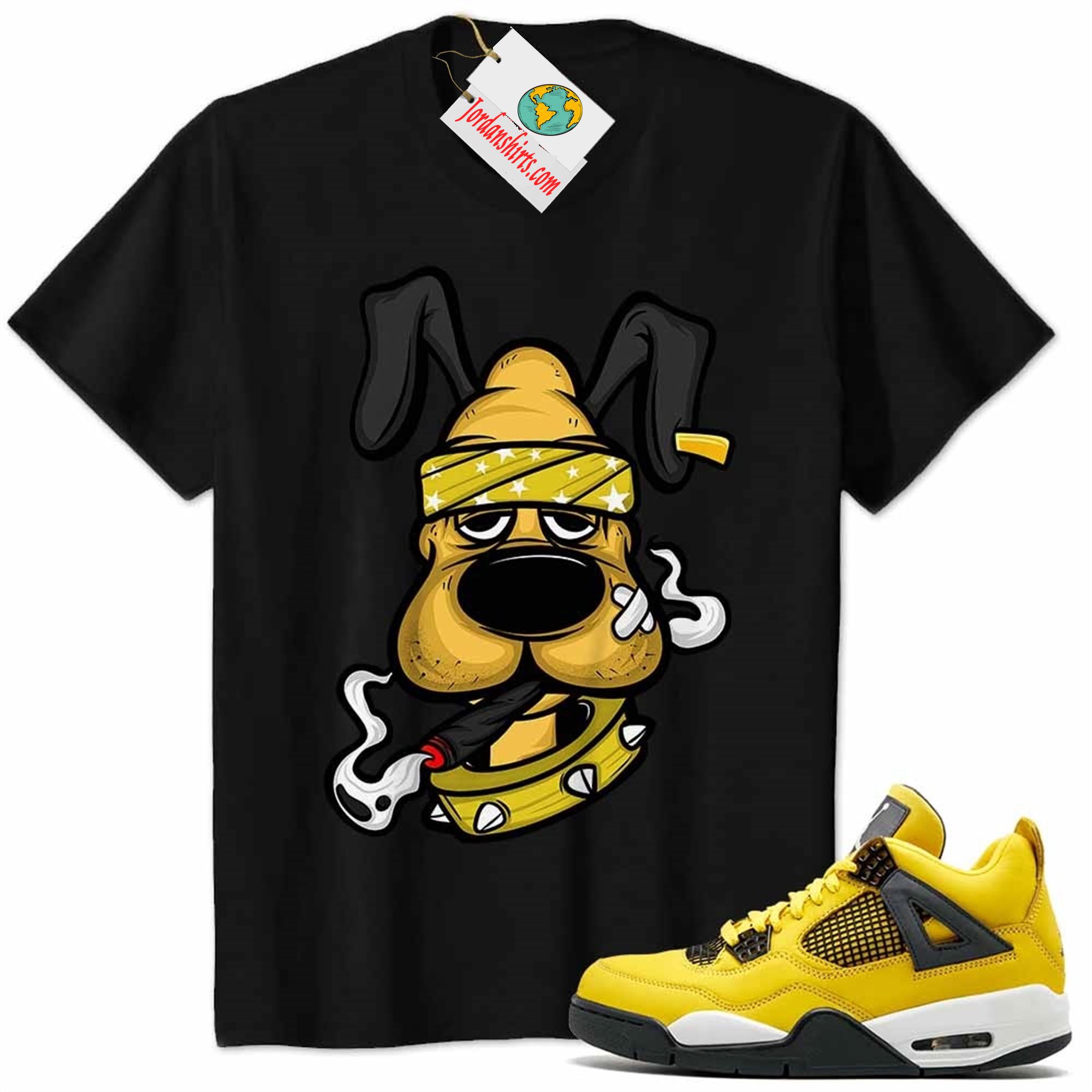 Jordan 4 Shirt, Gangster Pluto Smoke Weed Black Air Jordan 4 Tour Yellow Lightning 4s Plus Size Up To 5xl