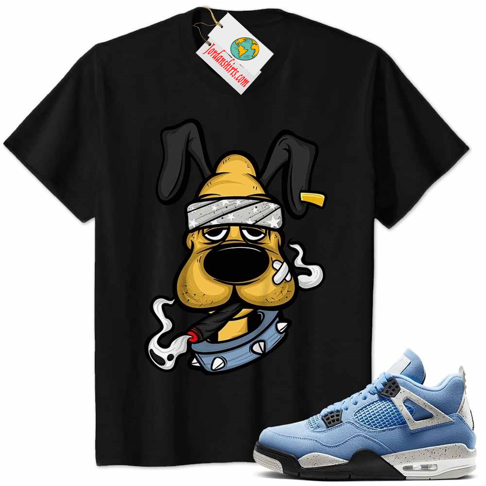Jordan 4 Shirt, Gangster Pluto Smoke Weed Black Air Jordan 4 University Blue 4s Plus Size Up To 5xl