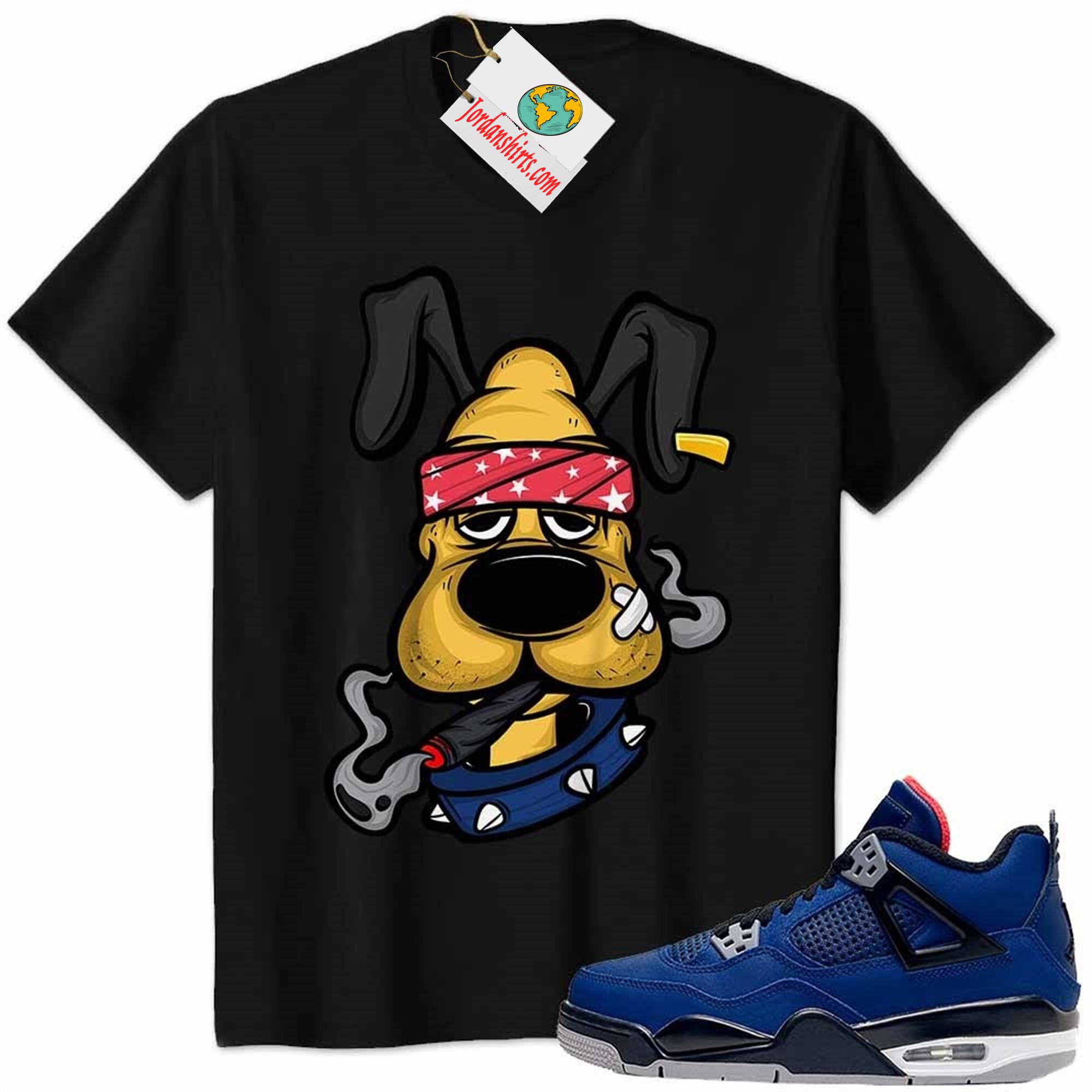 Jordan 4 Shirt, Gangster Pluto Smoke Weed Black Air Jordan 4 Winter Loyal Blue 4s Plus Size Up To 5xl