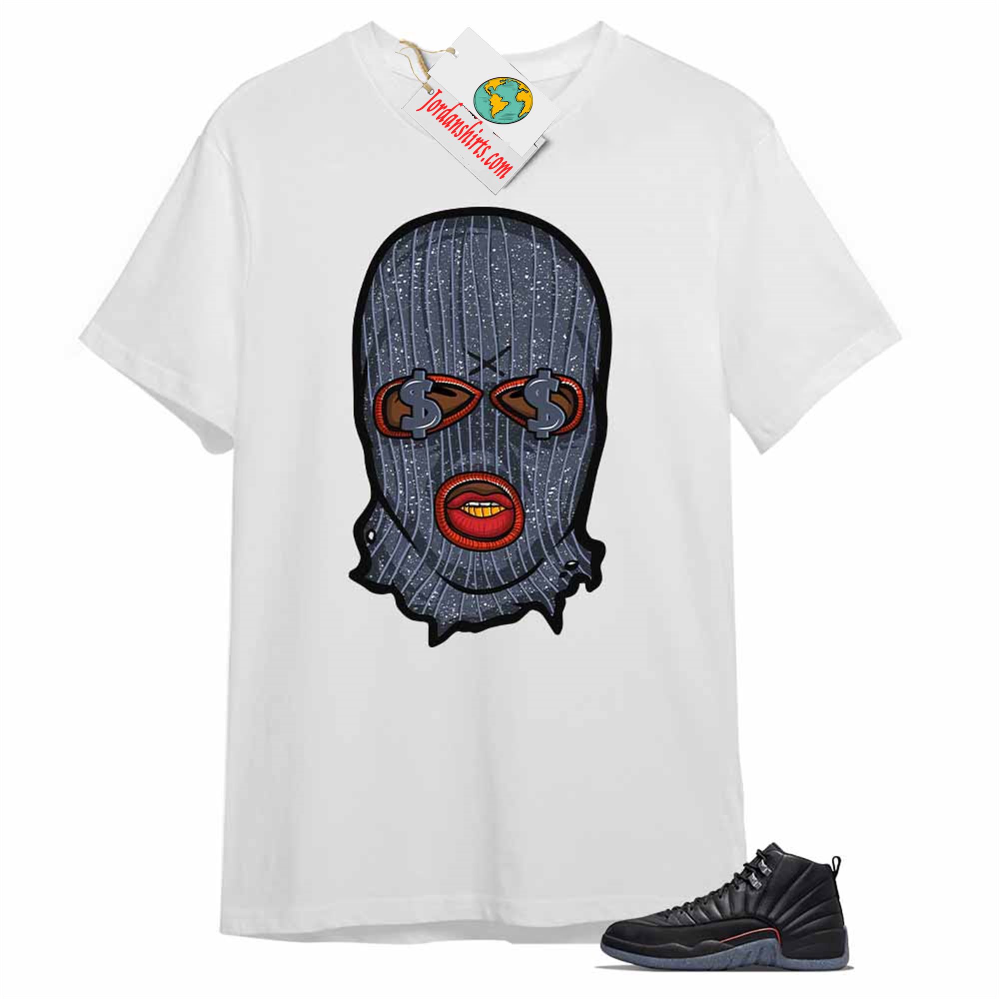 Jordan 12 Shirt, Gangster Ski Mask Money White Air Jordan 12 Utility Grind 12s Full Size Up To 5xl