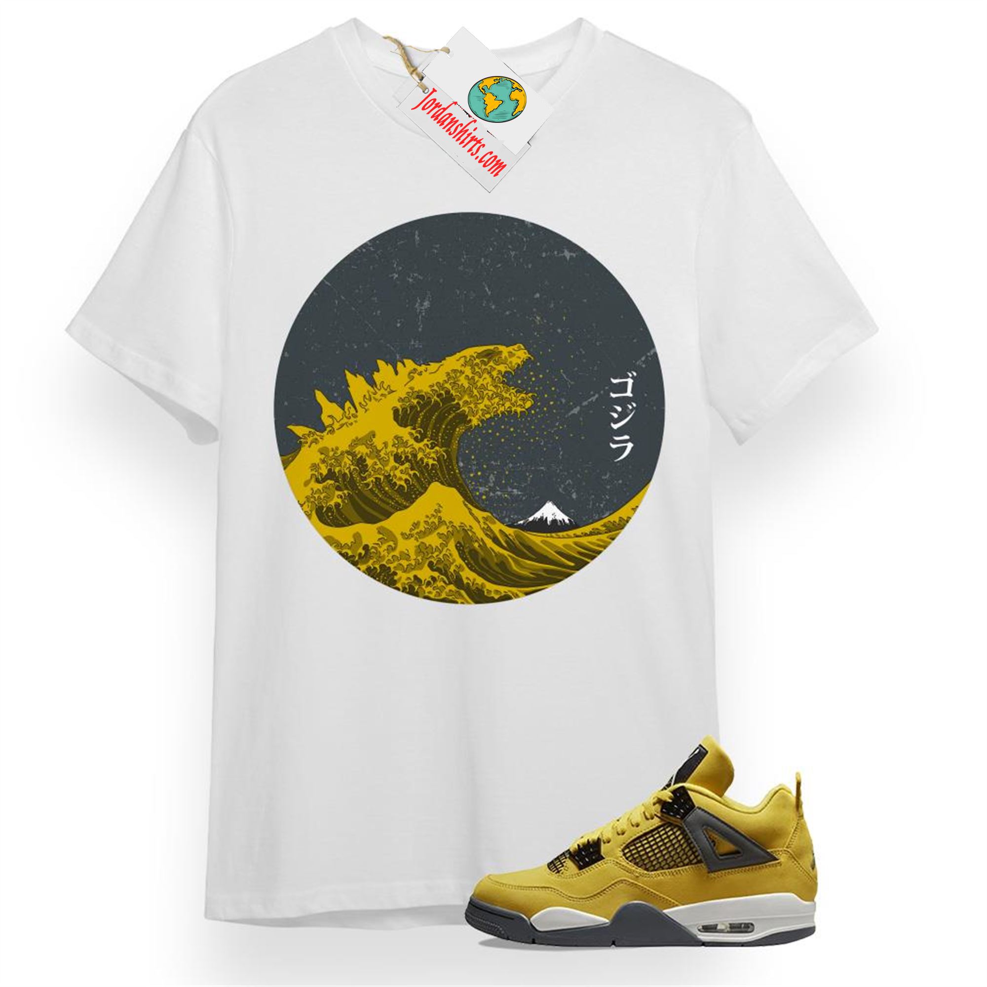 Jordan 4 Shirt, Godzilla White T-shirt Air Jordan 4 Retro Tour Yellowlightning 4s Full Size Up To 5xl