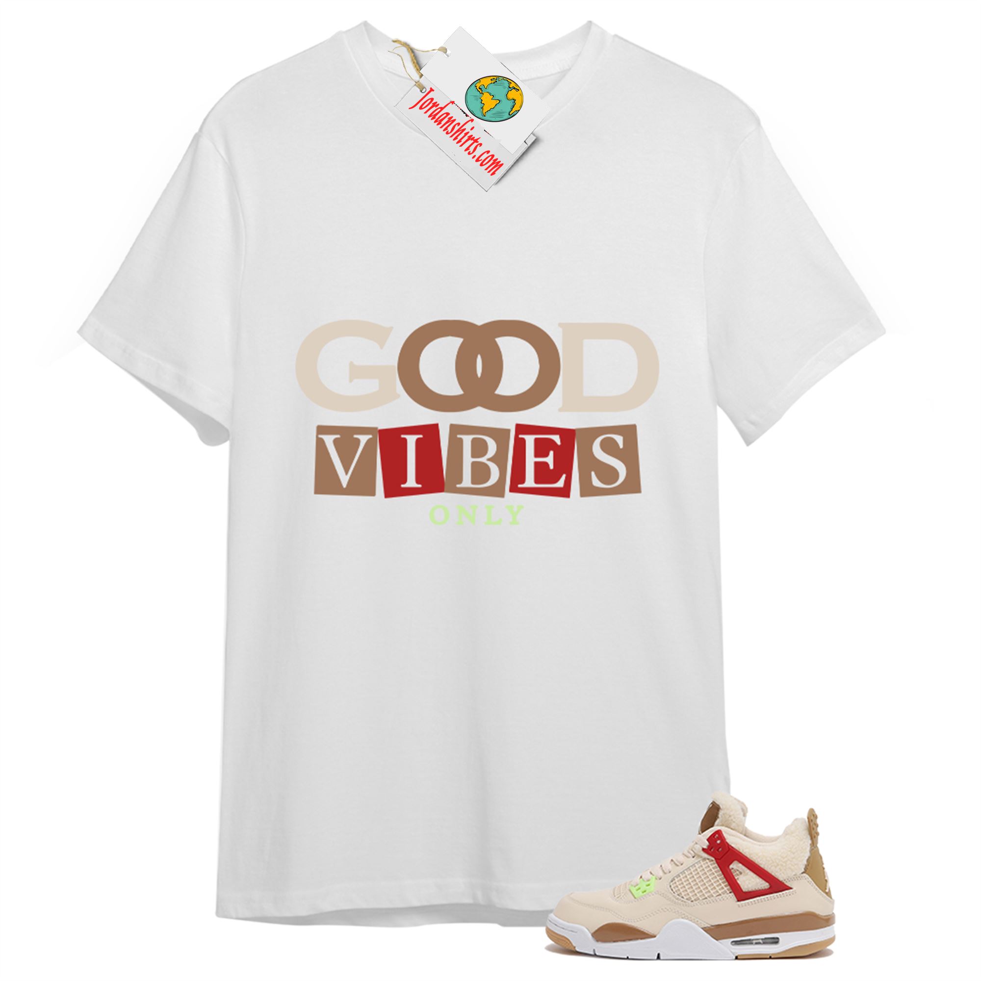 Jordan 4 Shirt, Good Vibes Only White T-shirt Air Jordan 4 Wild Things 4s Plus Size Up To 5xl