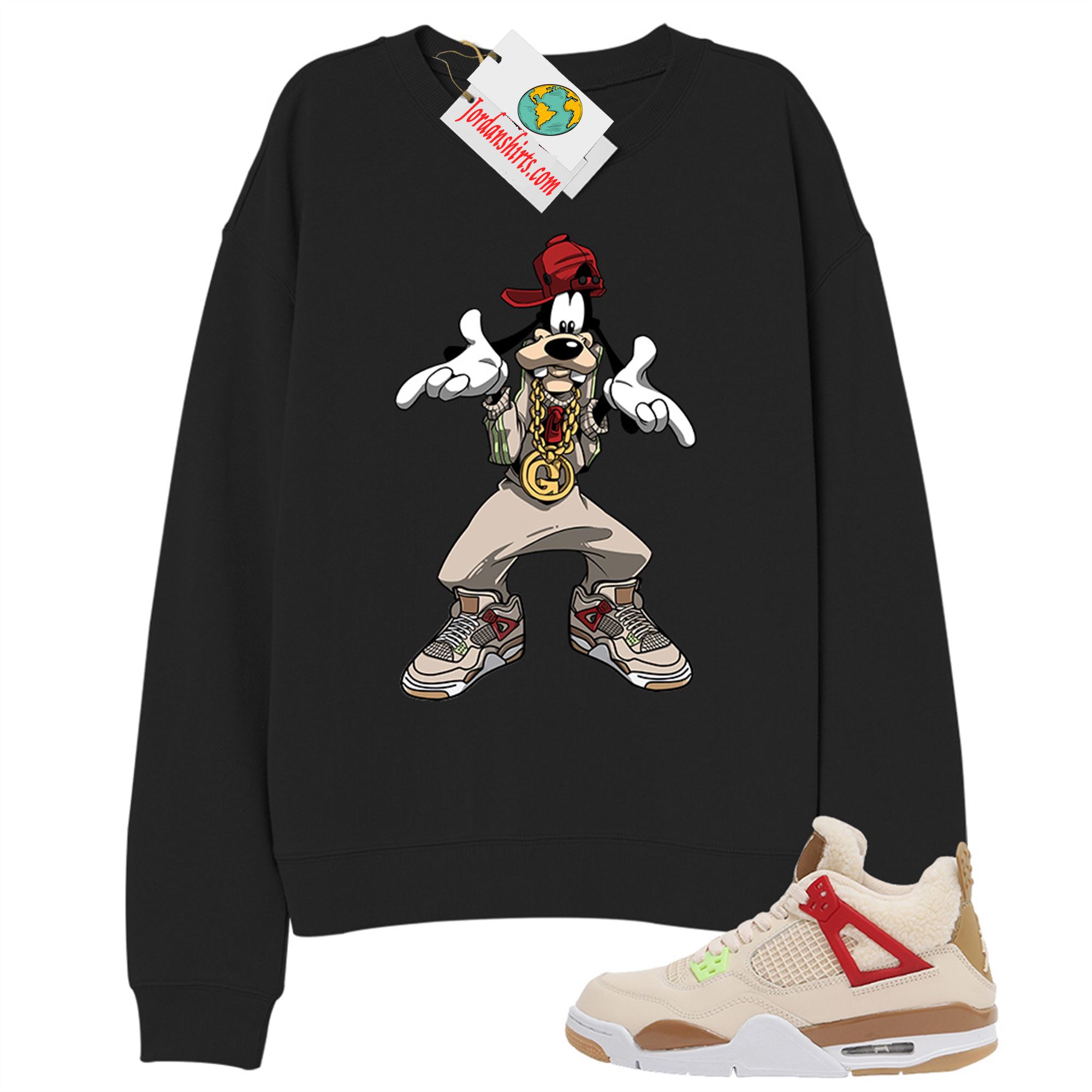 Jordan 4 Sweatshirt, Goofy Black Sweatshirt Air Jordan 4 Wild Thing 4s Plus Size Up To 5xl