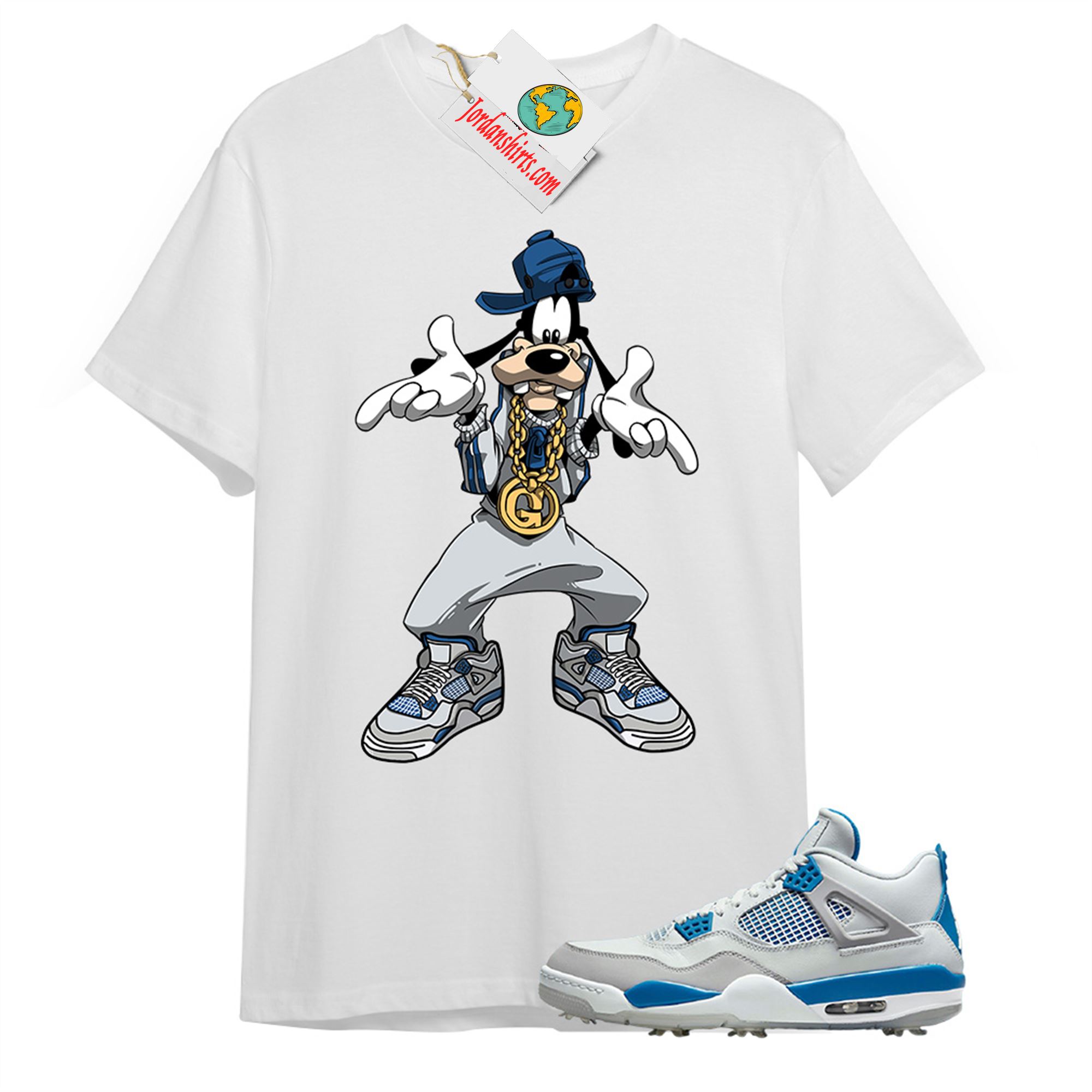 Jordan 4 Shirt, Goofy White T-shirt Air Jordan 4 Golf Military Blue 4s Plus Size Up To 5xl