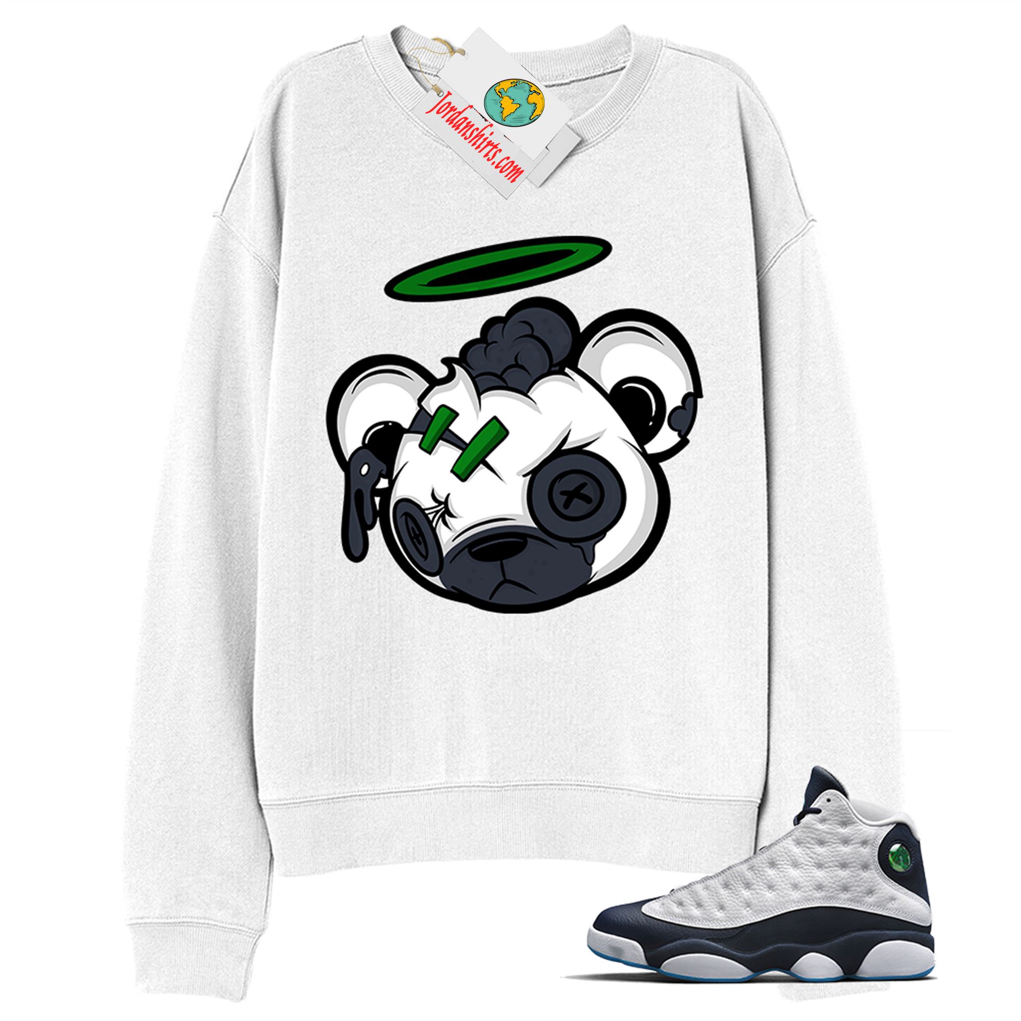 Jordan 13 Sweatshirt, Halo Teddy White Sweatshirt Air Jordan 13 Obsidian 13s Full Size Up To 5xl
