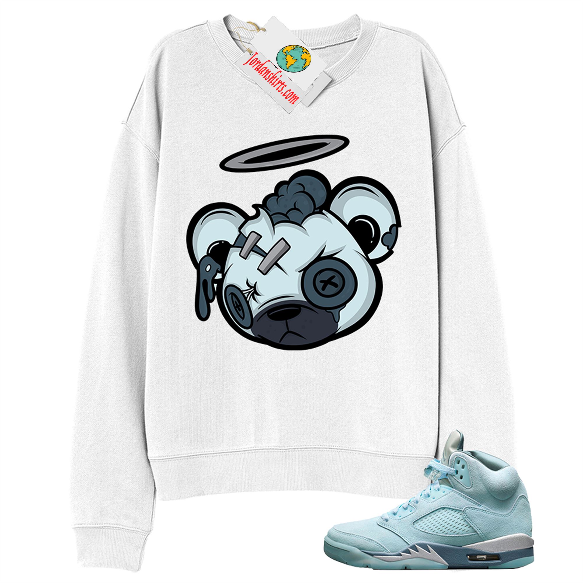 Jordan 5 Sweatshirt, Halo Teddy White Sweatshirt Air Jordan 5 Bluebird 5s Size Up To 5xl