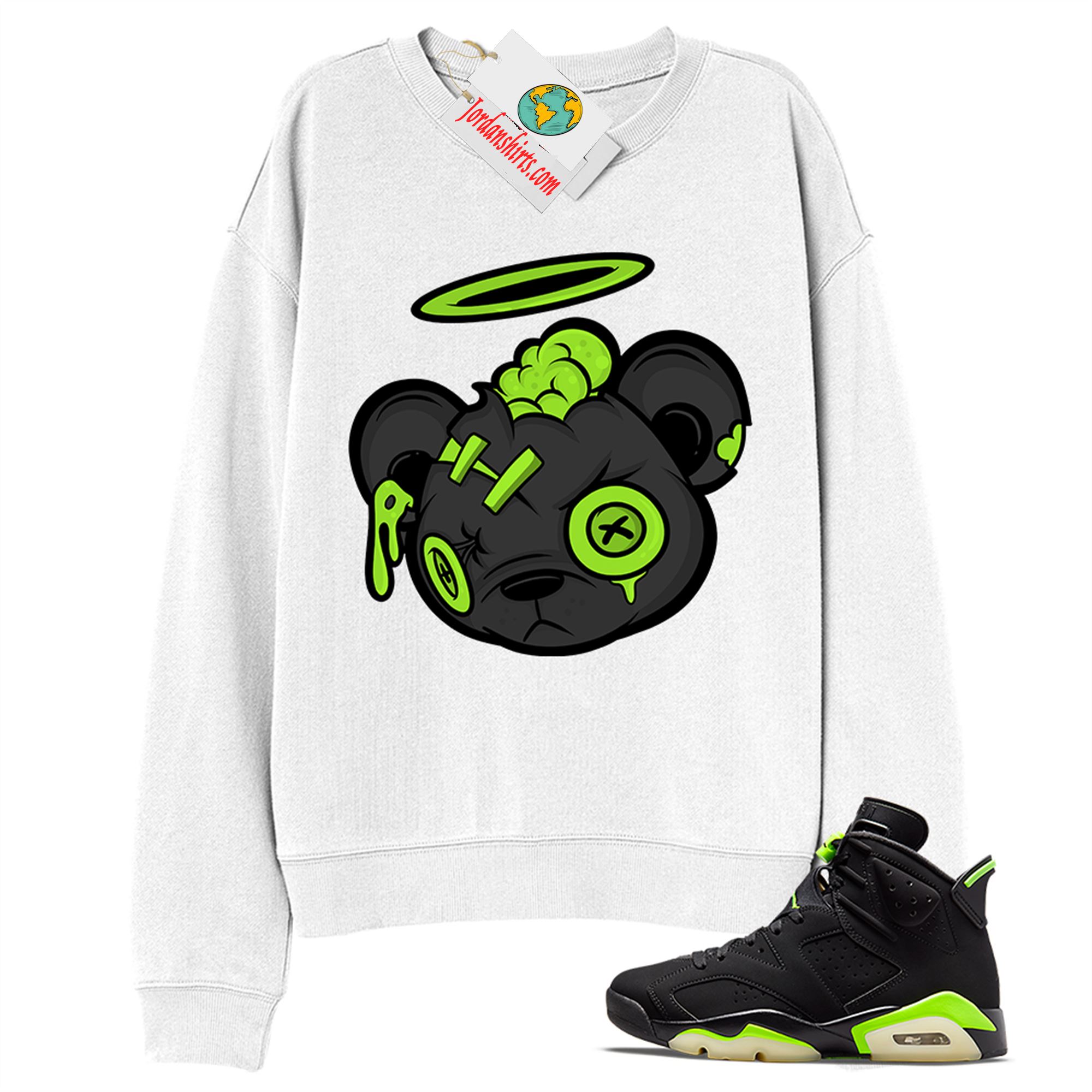 Jordan 6 Sweatshirt, Halo Teddy White Sweatshirt Air Jordan 6 Electric Green 6s Plus Size Up To 5xl