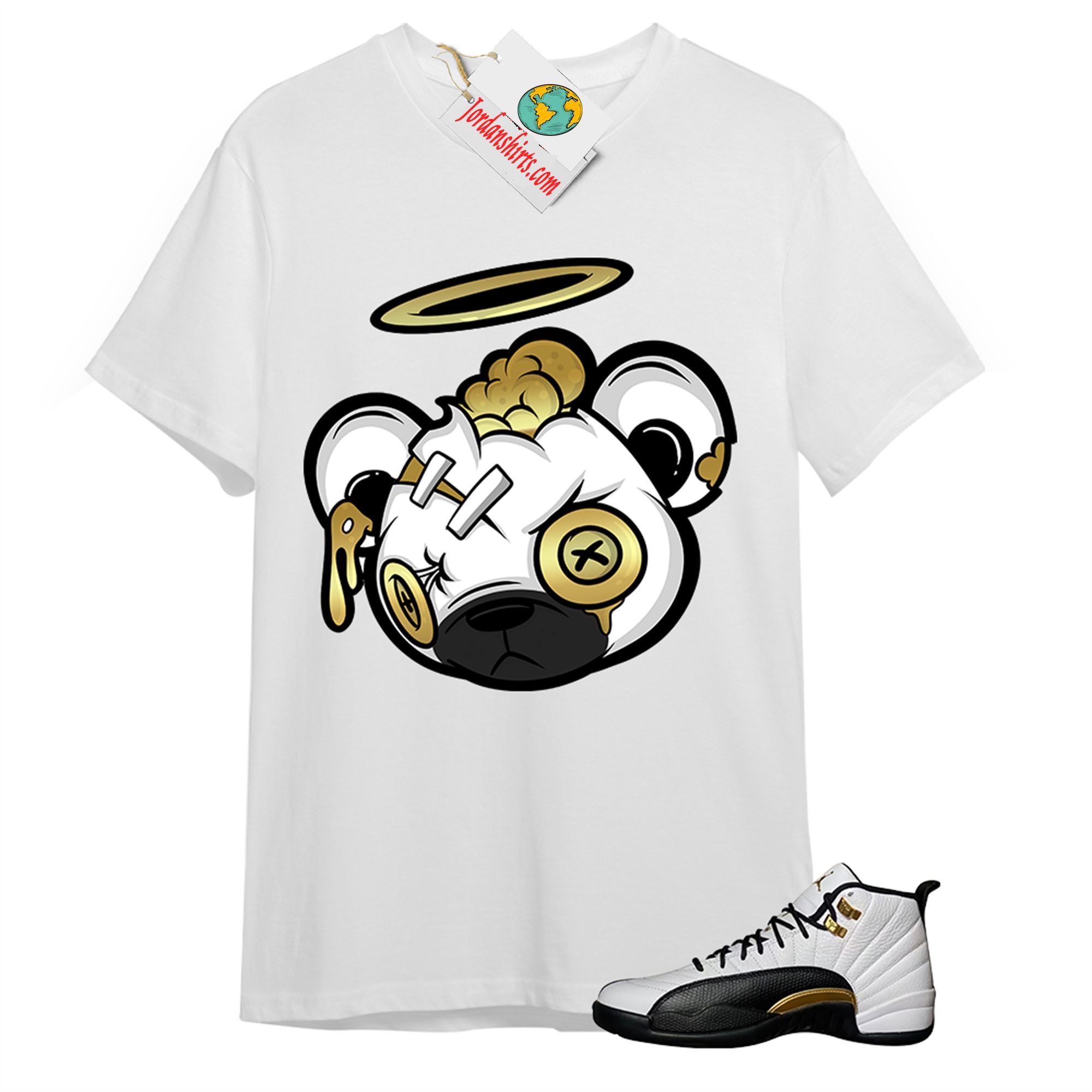 Jordan 12 Shirt, Halo Teddy White T-shirt Air Jordan 12 Royalty 12s Plus Size Up To 5xl