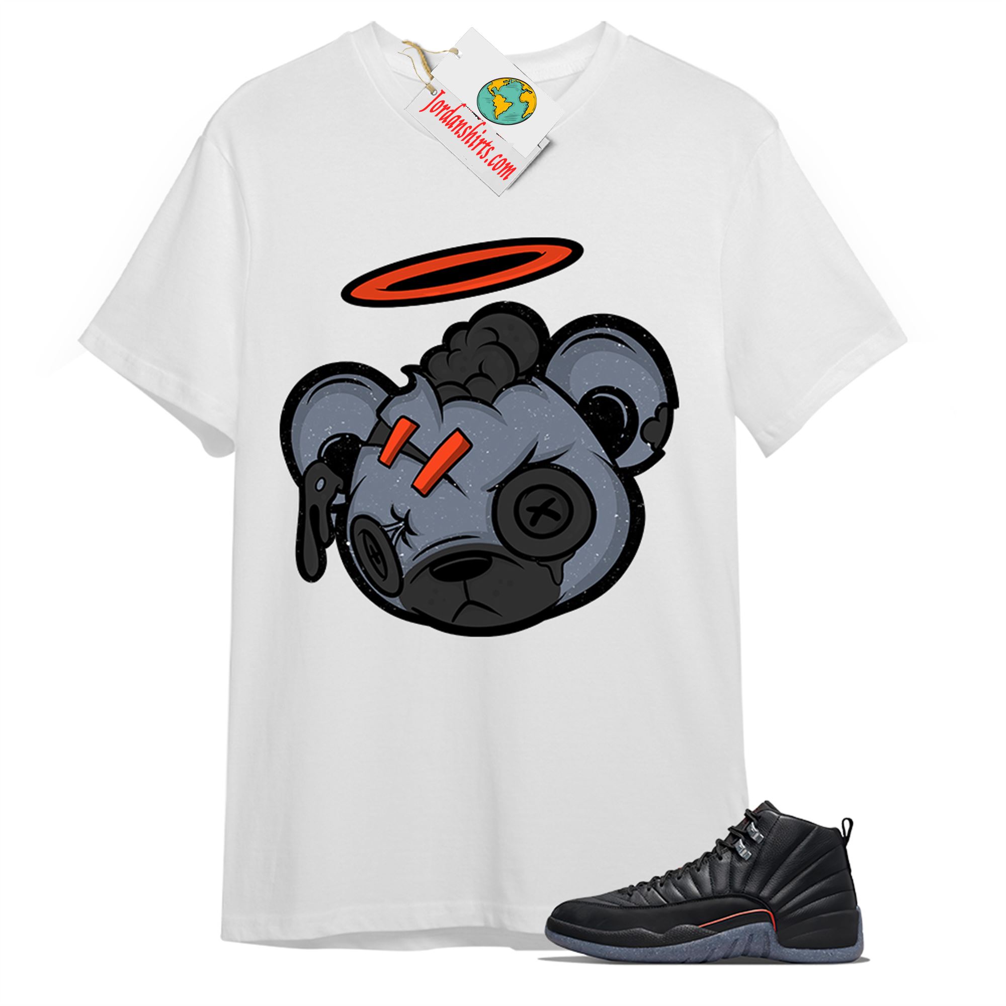 Jordan 12 Shirt, Halo Teddy White T-shirt Air Jordan 12 Utility Grind 12s Plus Size Up To 5xl