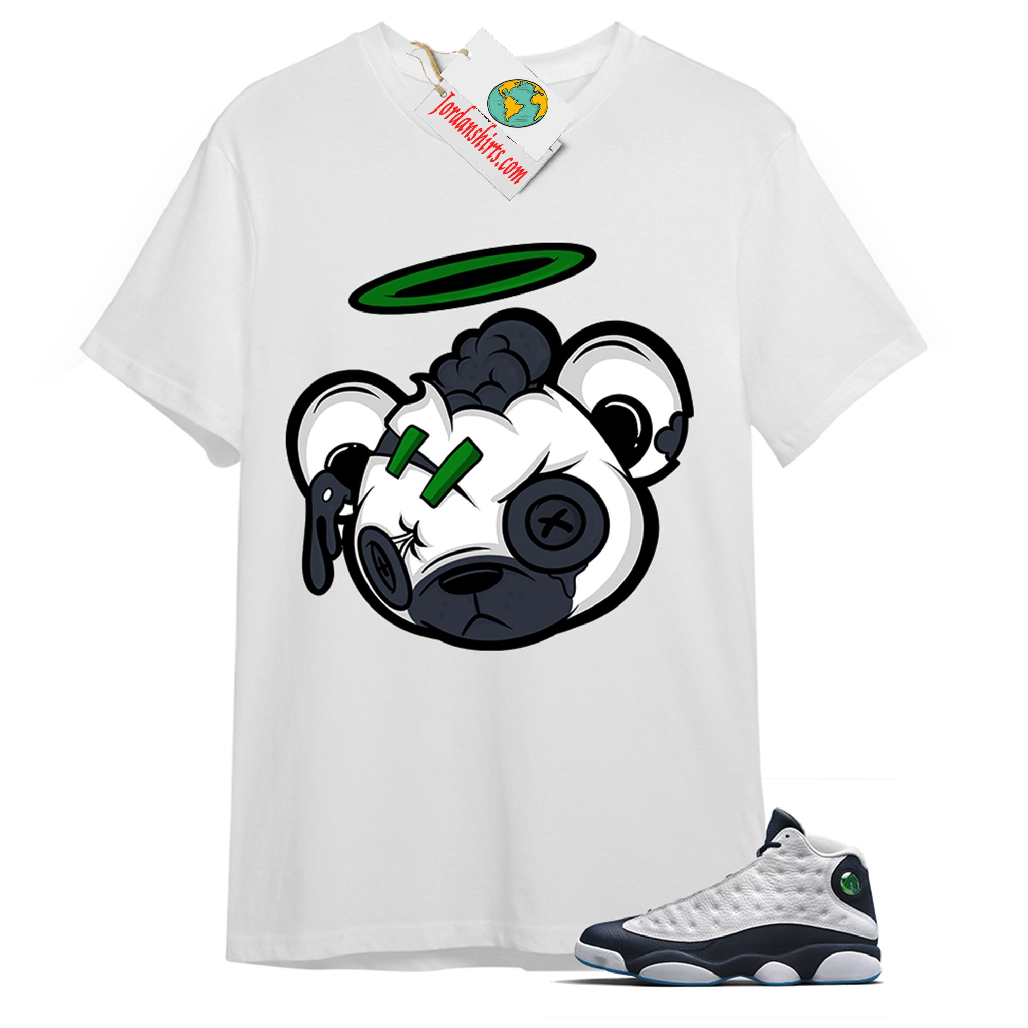 Jordan 13 Shirt, Halo Teddy White T-shirt Air Jordan 13 Obsidian 13s Plus Size Up To 5xl