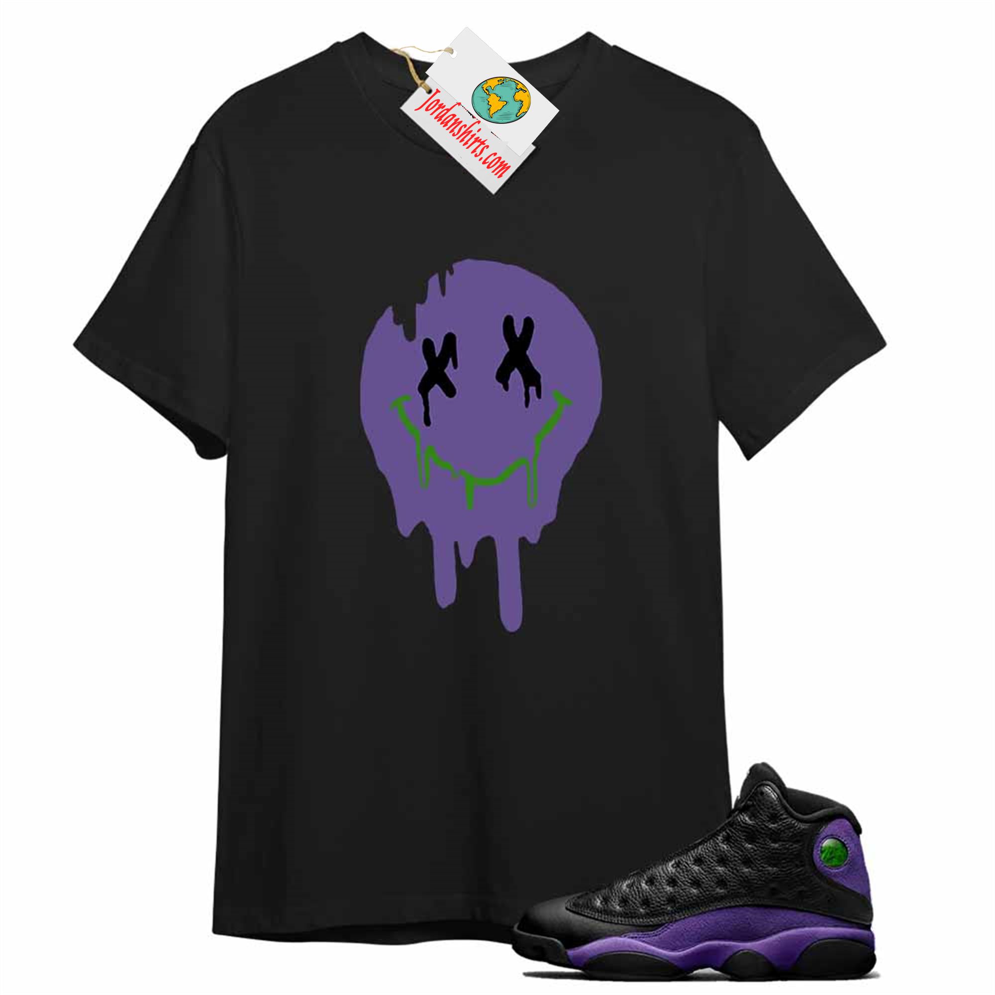 Jordan 13 Shirt, Happy Face Dripping Black T-shirt Air Jordan 13 Court Purple 13s Size Up To 5xl