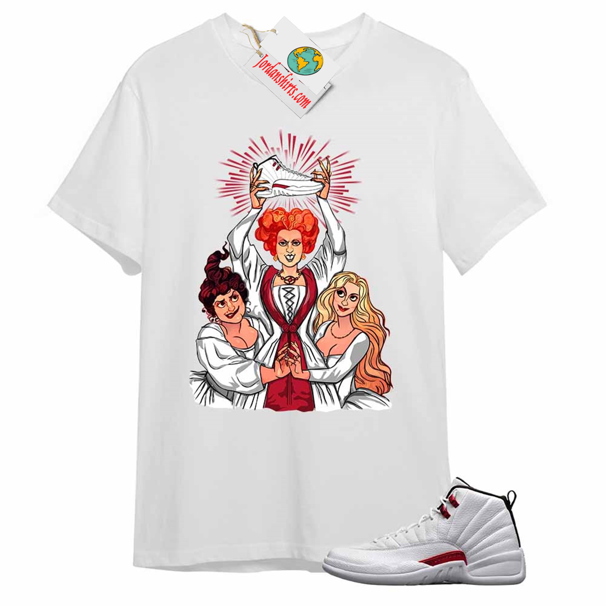 Jordan 12 Shirt, Hocus Pocus Witch White T-shirt Air Jordan 12 Twist 12s Plus Size Up To 5xl