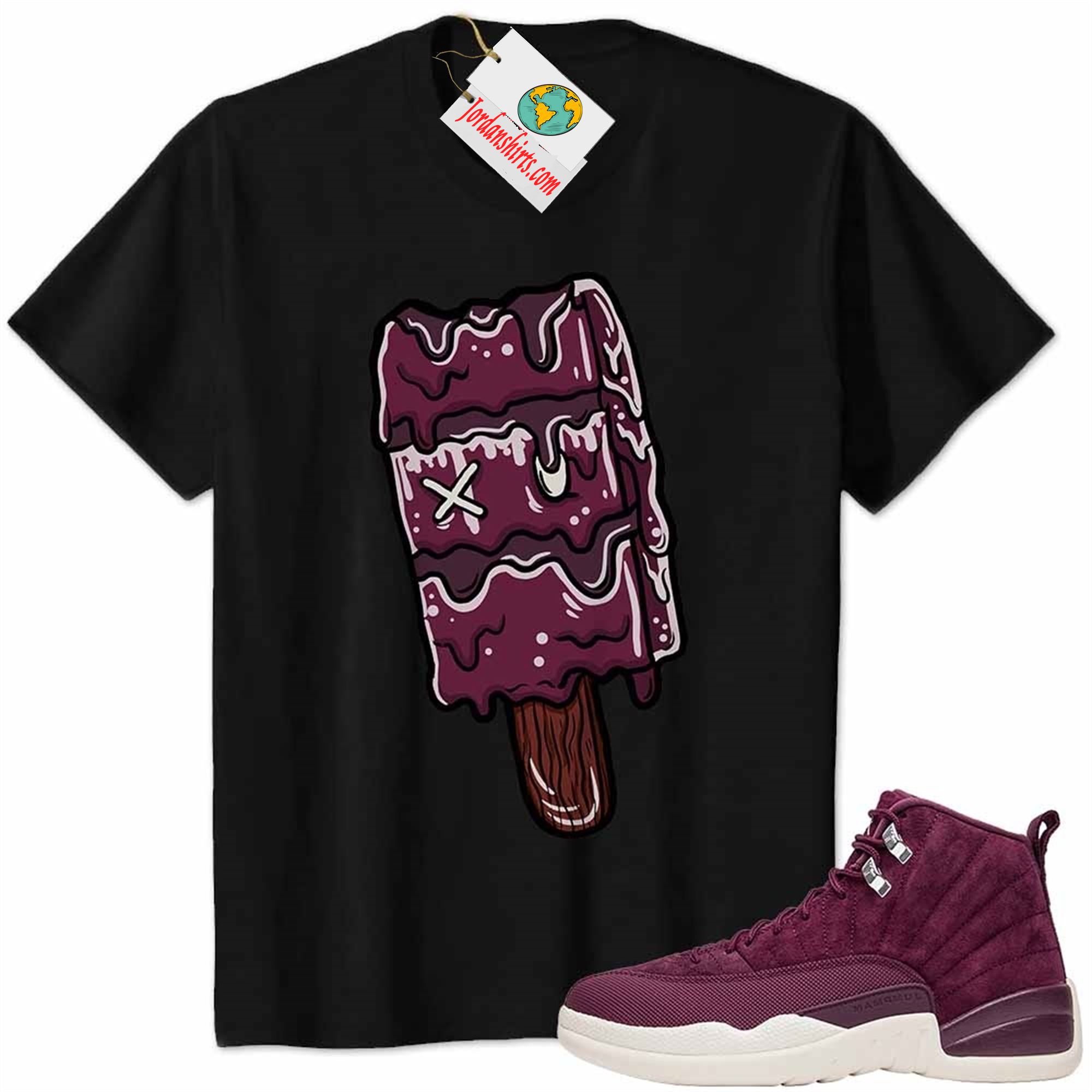 Jordan 12 Shirt, Ice Cream Dripping Black Air Jordan 12 Bordeaux 12s Size Up To 5xl