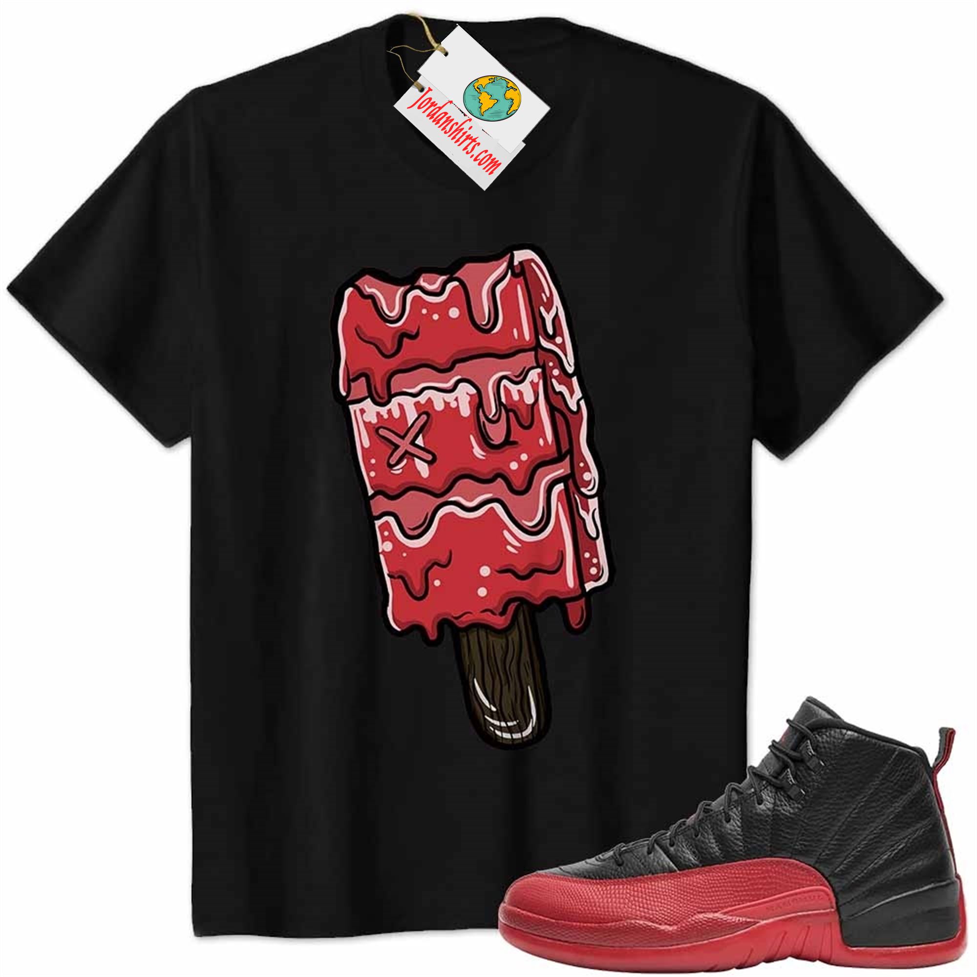 Jordan 12 Shirt, Ice Cream Dripping Black Air Jordan 12 Flu Game 12s Size Up To 5xl